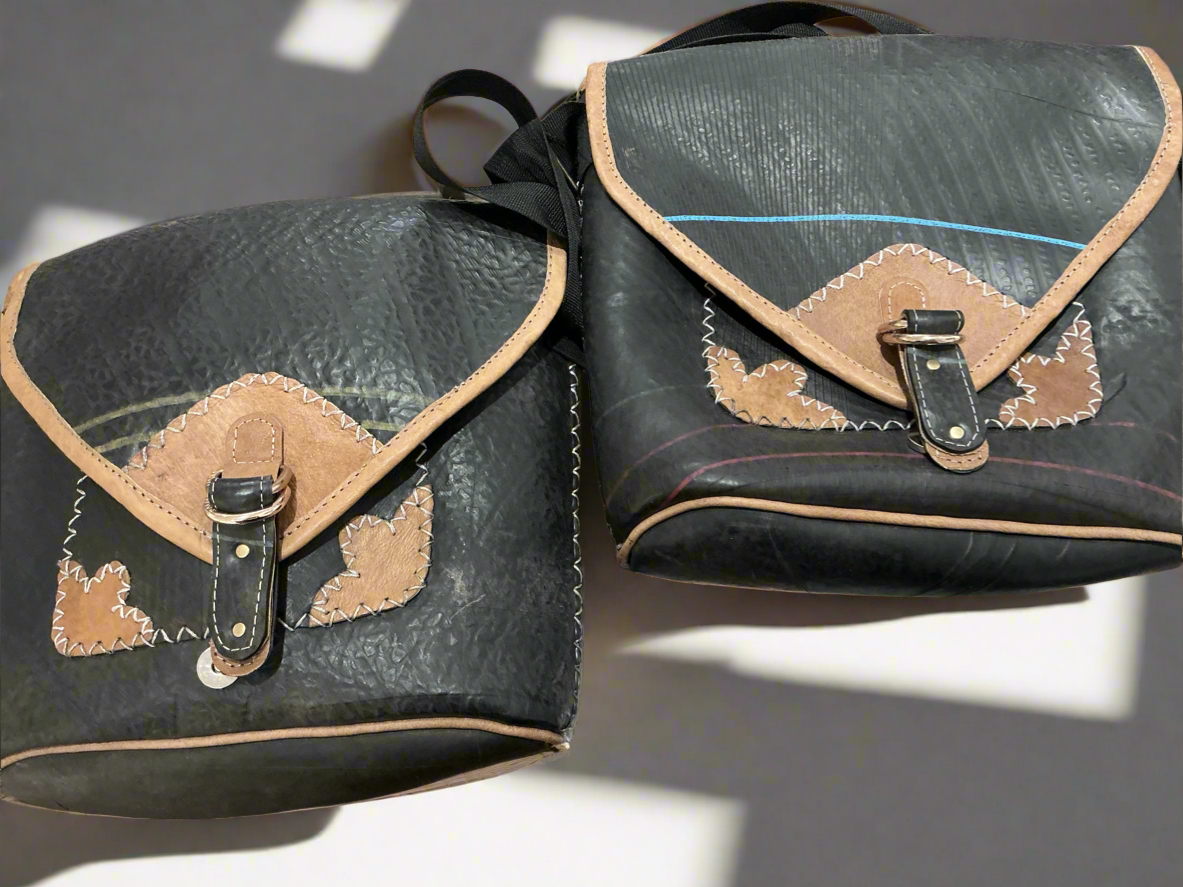Recycled rubber side satchel