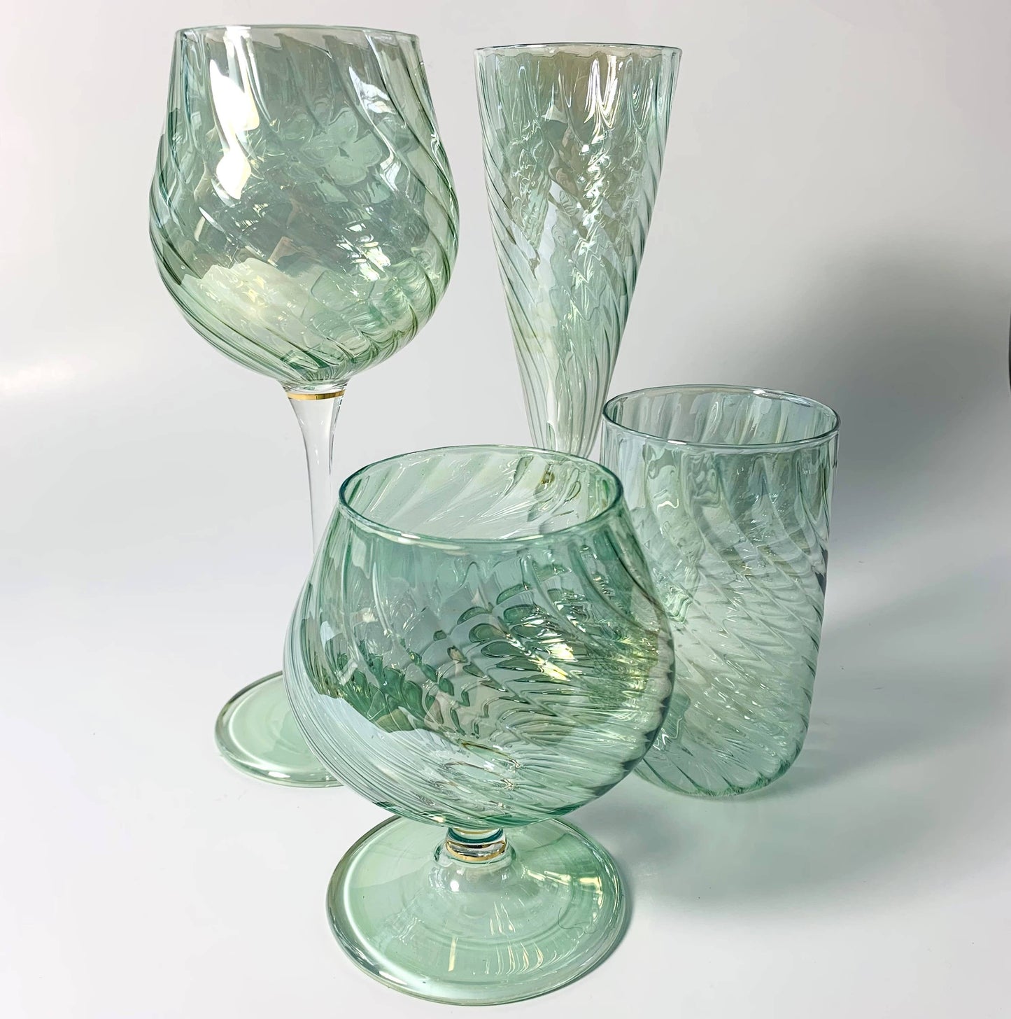 Blown Glass Long Stem Champagne Flute - Iridescent: Lavender