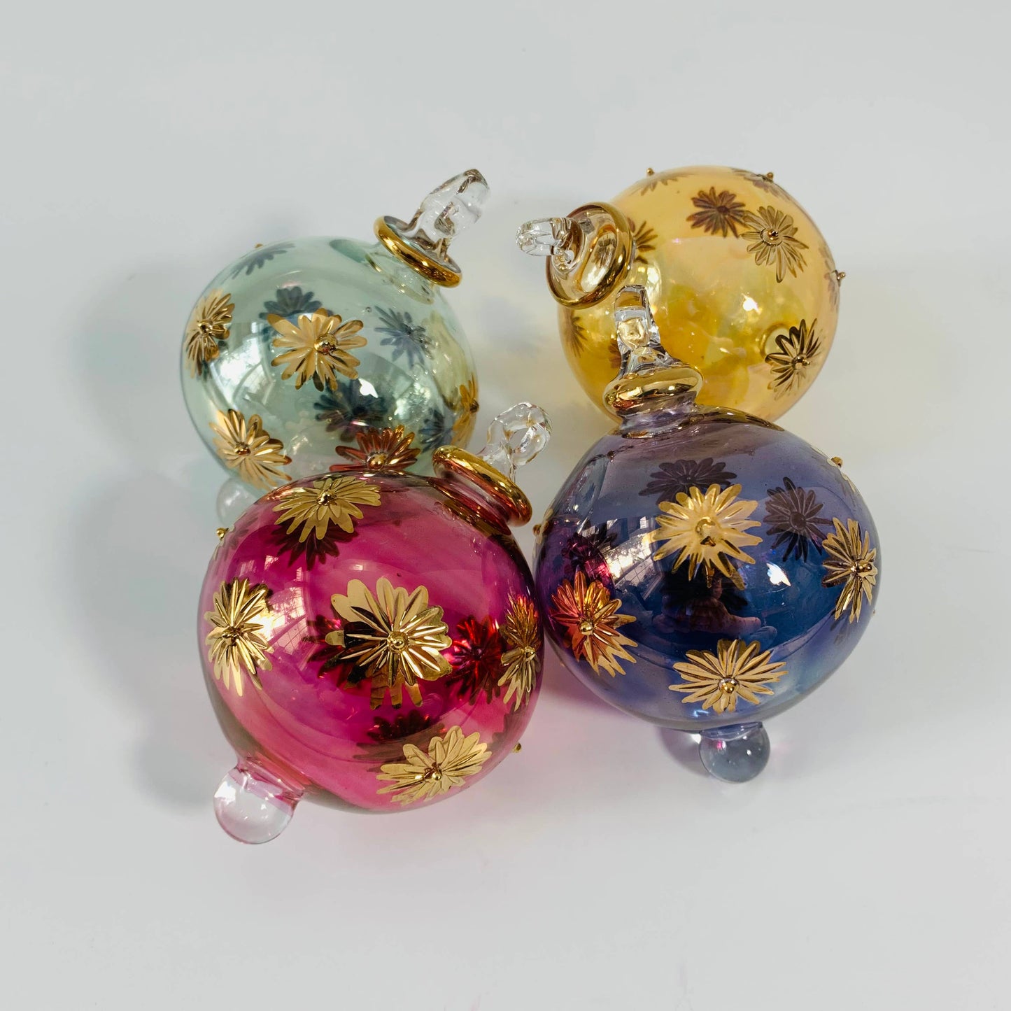 Blown Glass Small Ornament - Starry Sky: Green