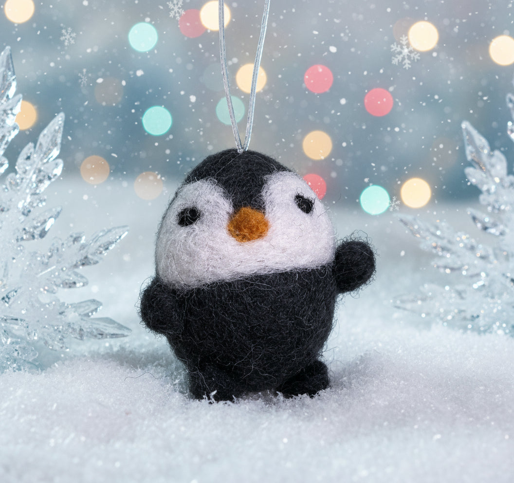 Mini Penguin Wool Ornament