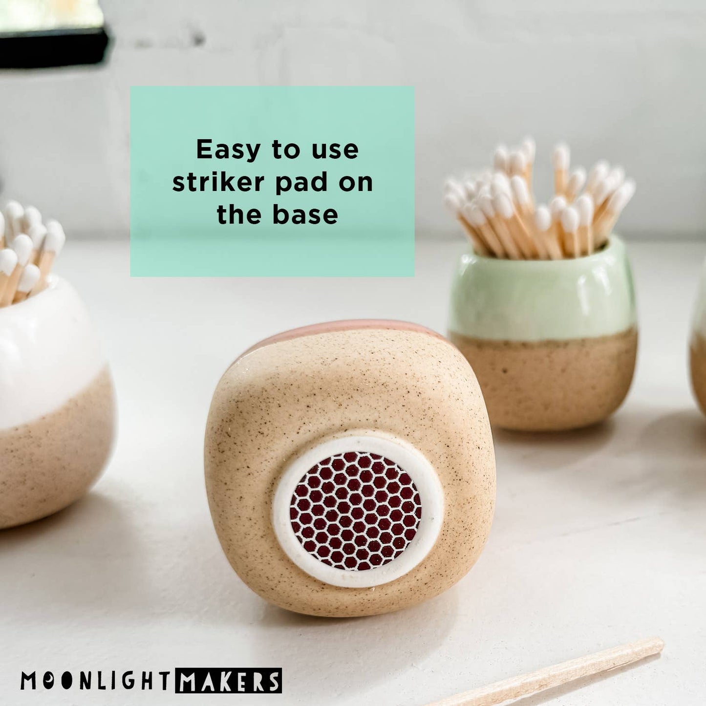 Ceramic Match Holder Ivory with 50 long matches