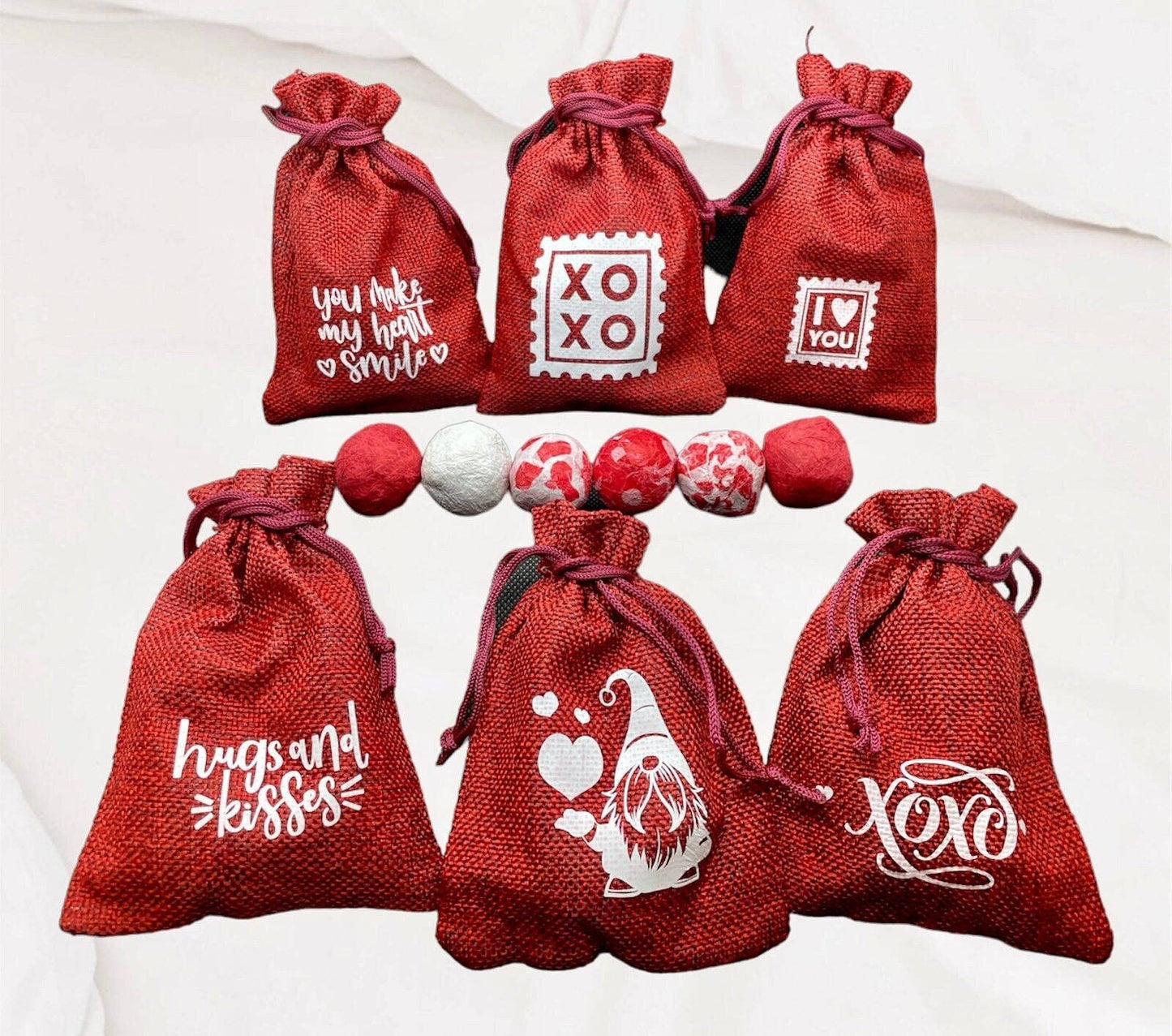 Seed Bombs - 5 Pack - Valentine’s Day themed - Red burlap ba