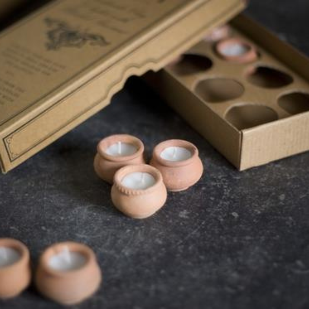 Handmade Terracotta Beeswax Tea Light Candles