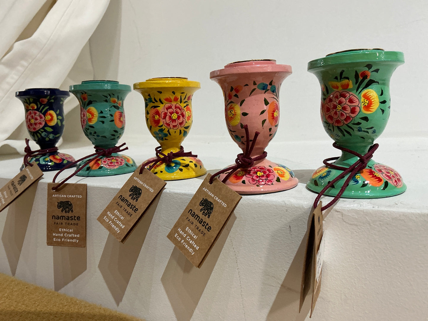 Hand Painted Kashmiri candle stick holder