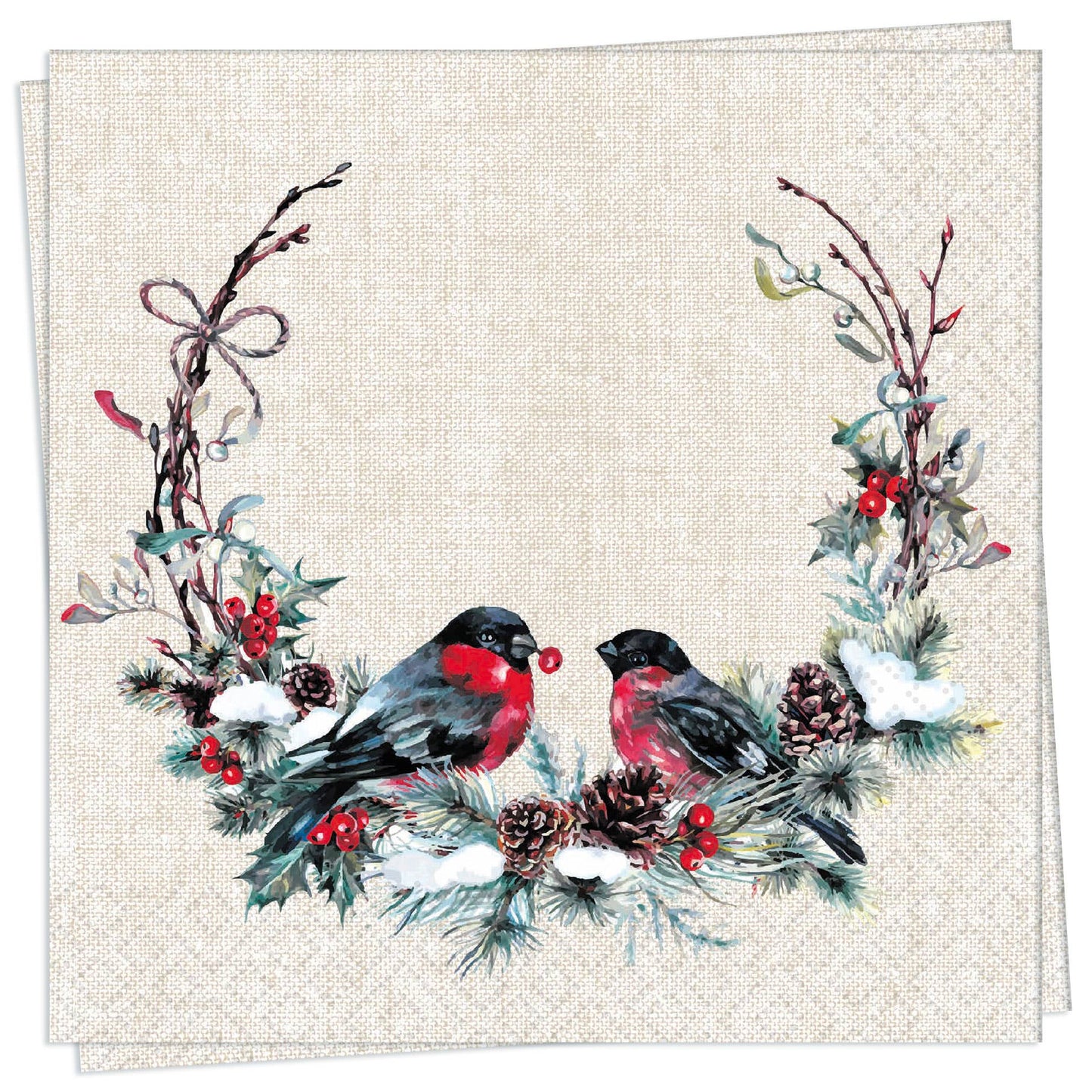 Birds In Wreath - Luncheon Napkin