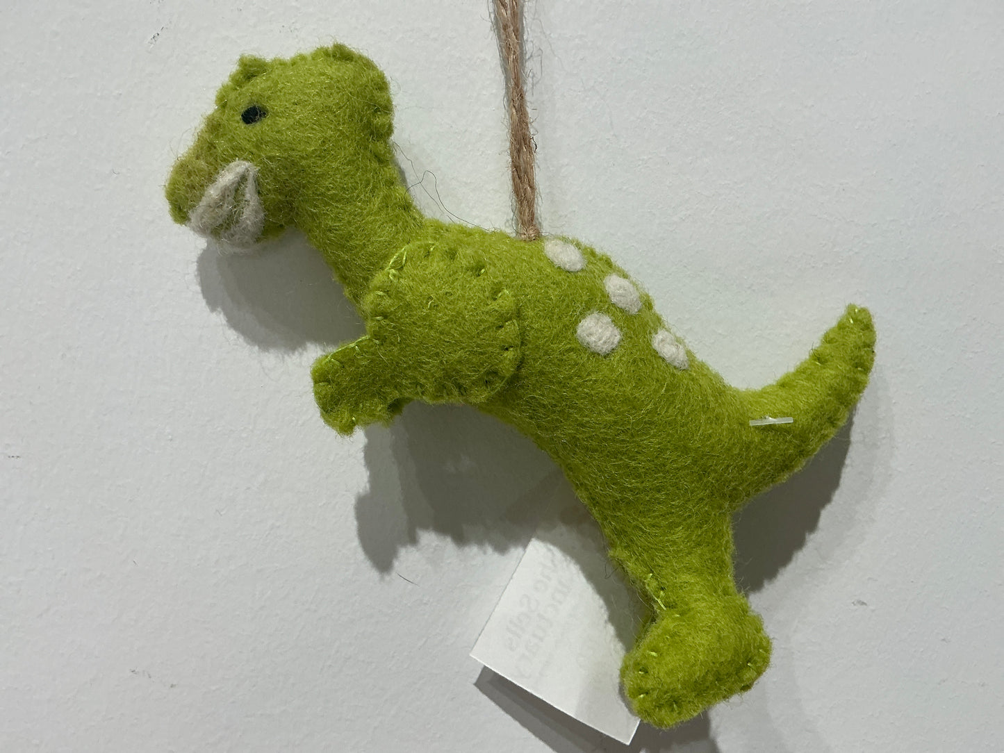 Lime green TREX hand felted wool ornament 247