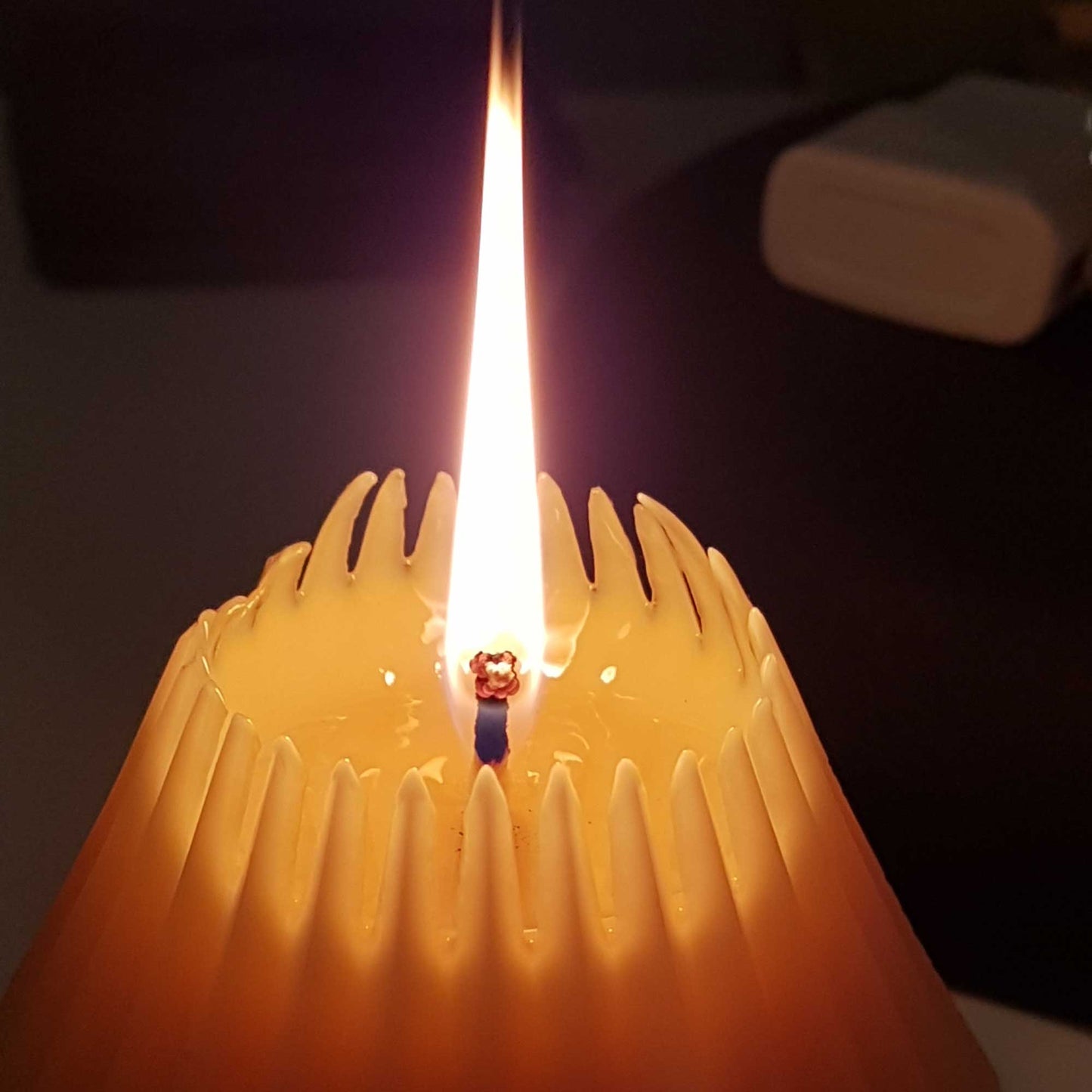 Beeswax Candle- Fluted Pyramid - 4.25" - 100% Pure Canadian Beeswax: Beeswax Yellow