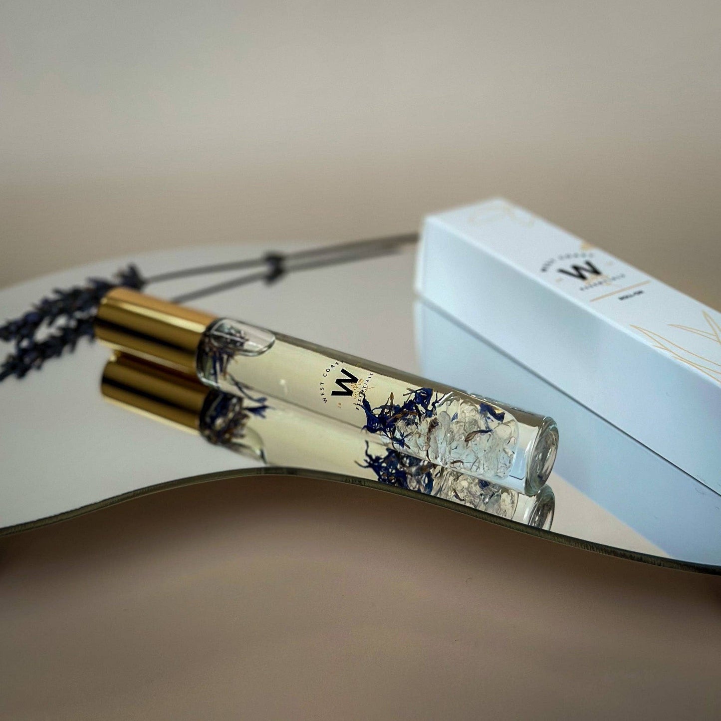 Sky (Hand Poured Essential Oil Roller) with Clear Quartz