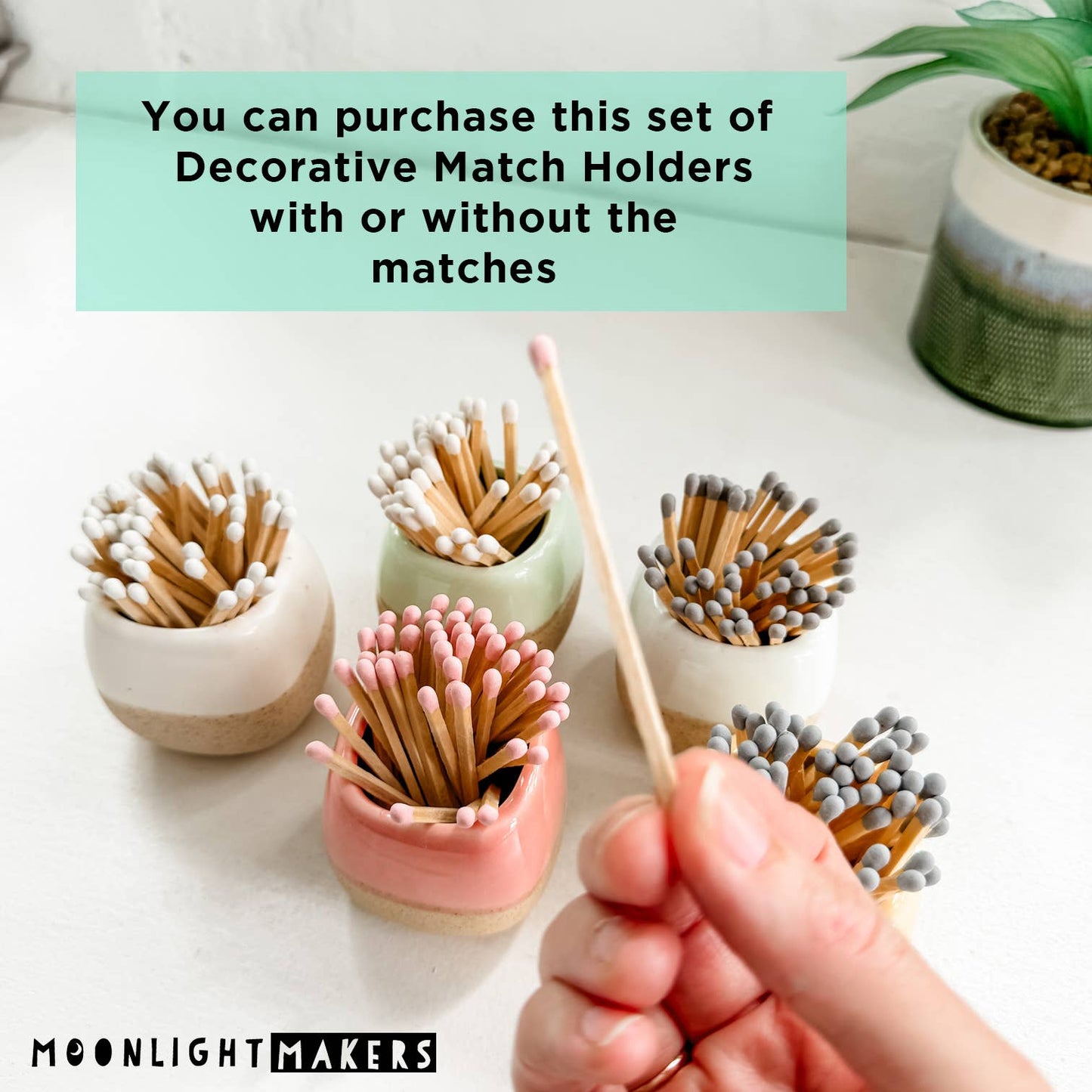 Ceramic Match Holder Ivory with 50 long matches