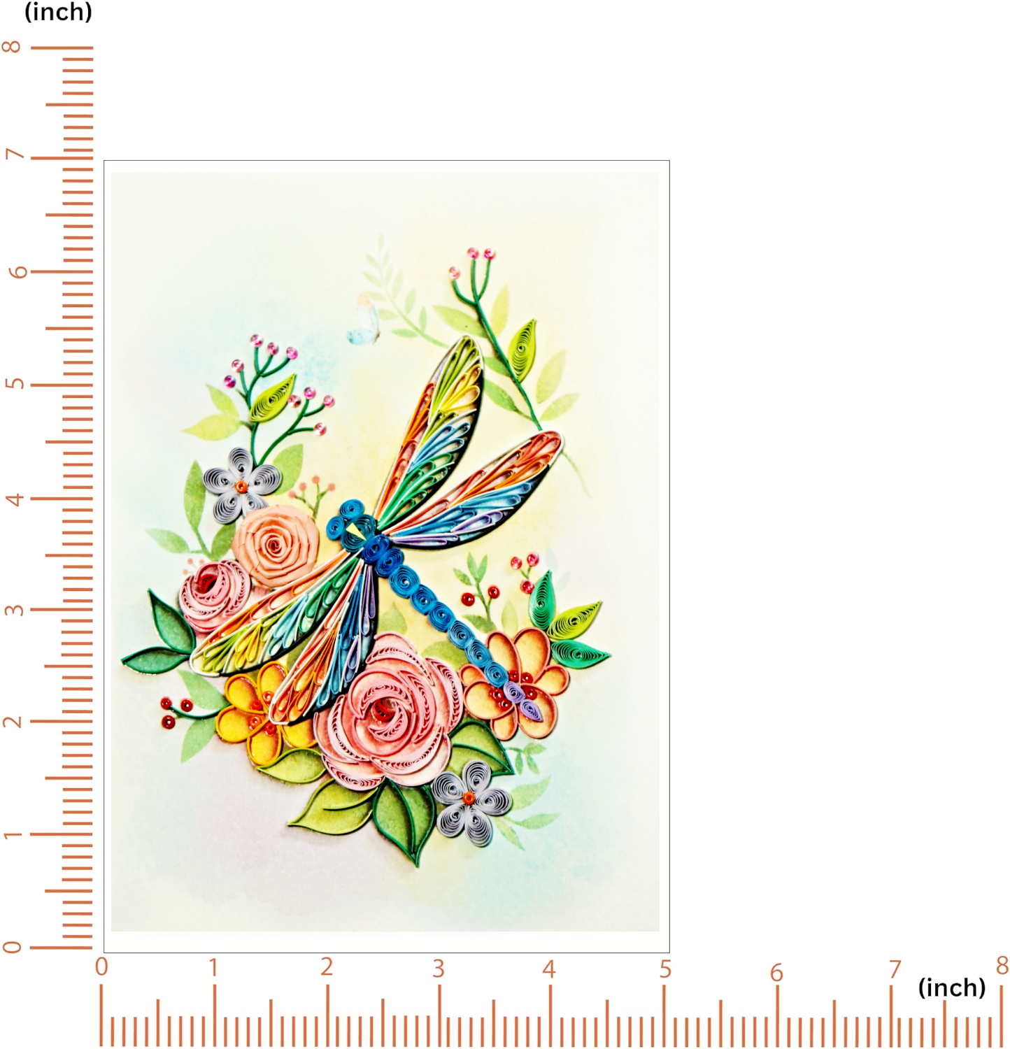 Dragonfly Quilling Card , 5x7 inches Quilling Card