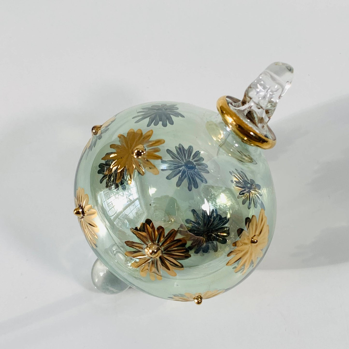 Blown Glass Small Ornament - Starry Sky: Green