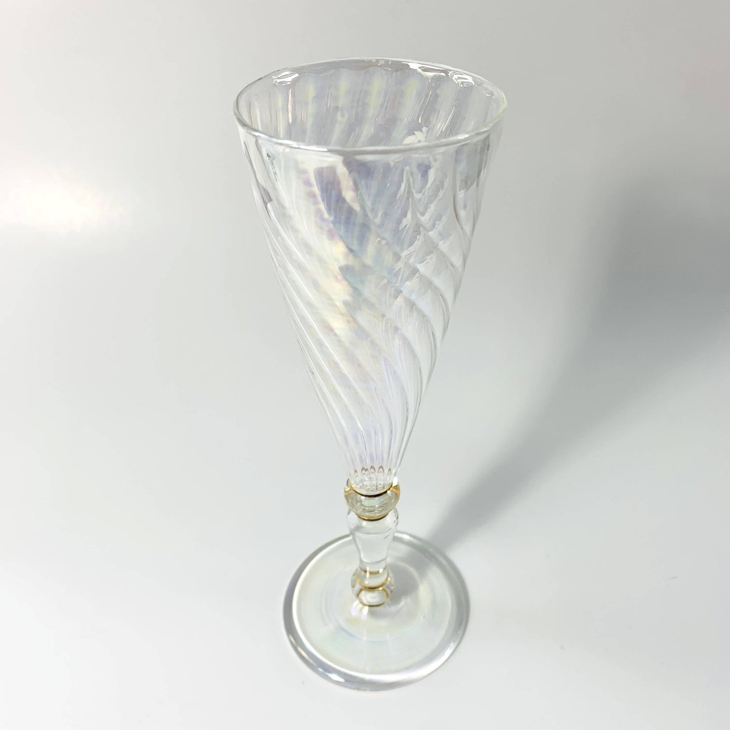 Blown Glass Long Stem Champagne Flute - Iridescent: Lavender