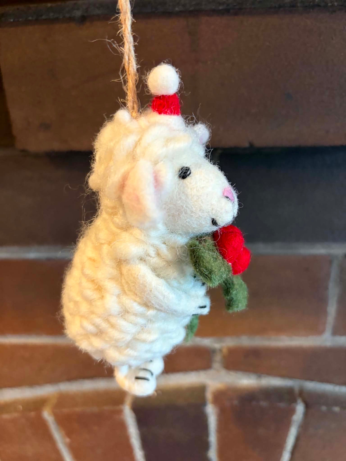 Sheep with Holly Ornament