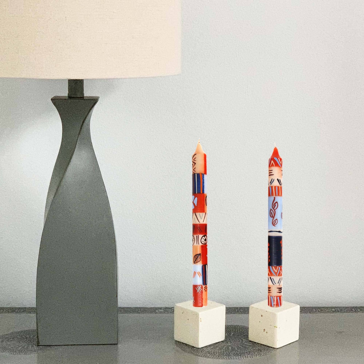 Hand Painted Dinner Candles Boxed Set - Uzushi Design