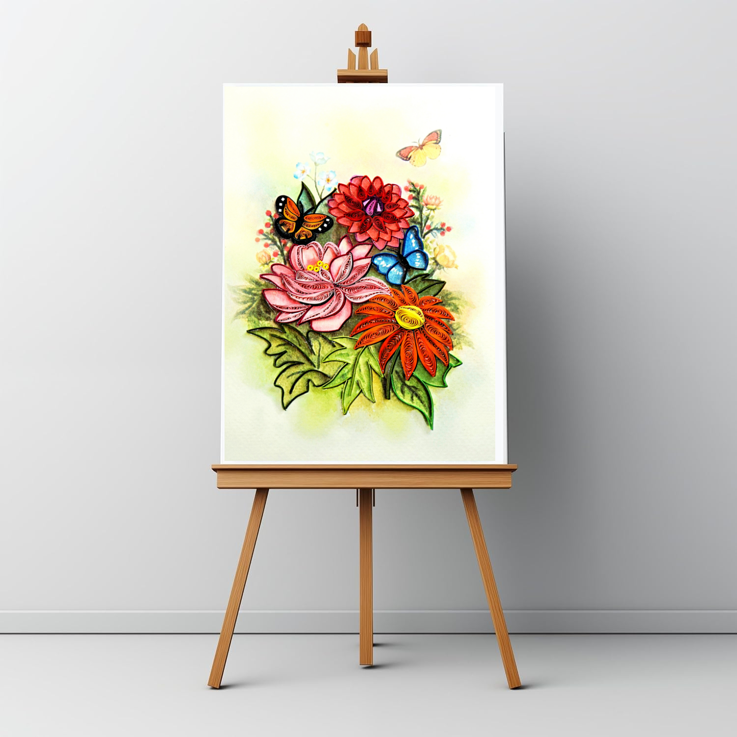 Mixed Flower Quilling Card , 5x7 inches Quilling Card
