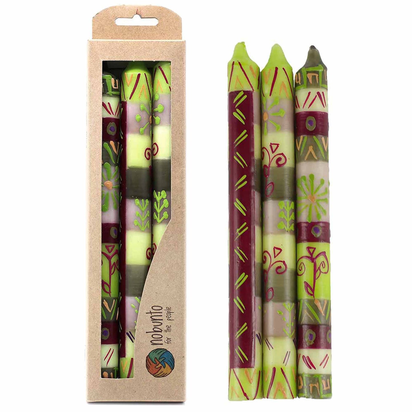 Kileo Hand Painted Dinner Candle - set of 3