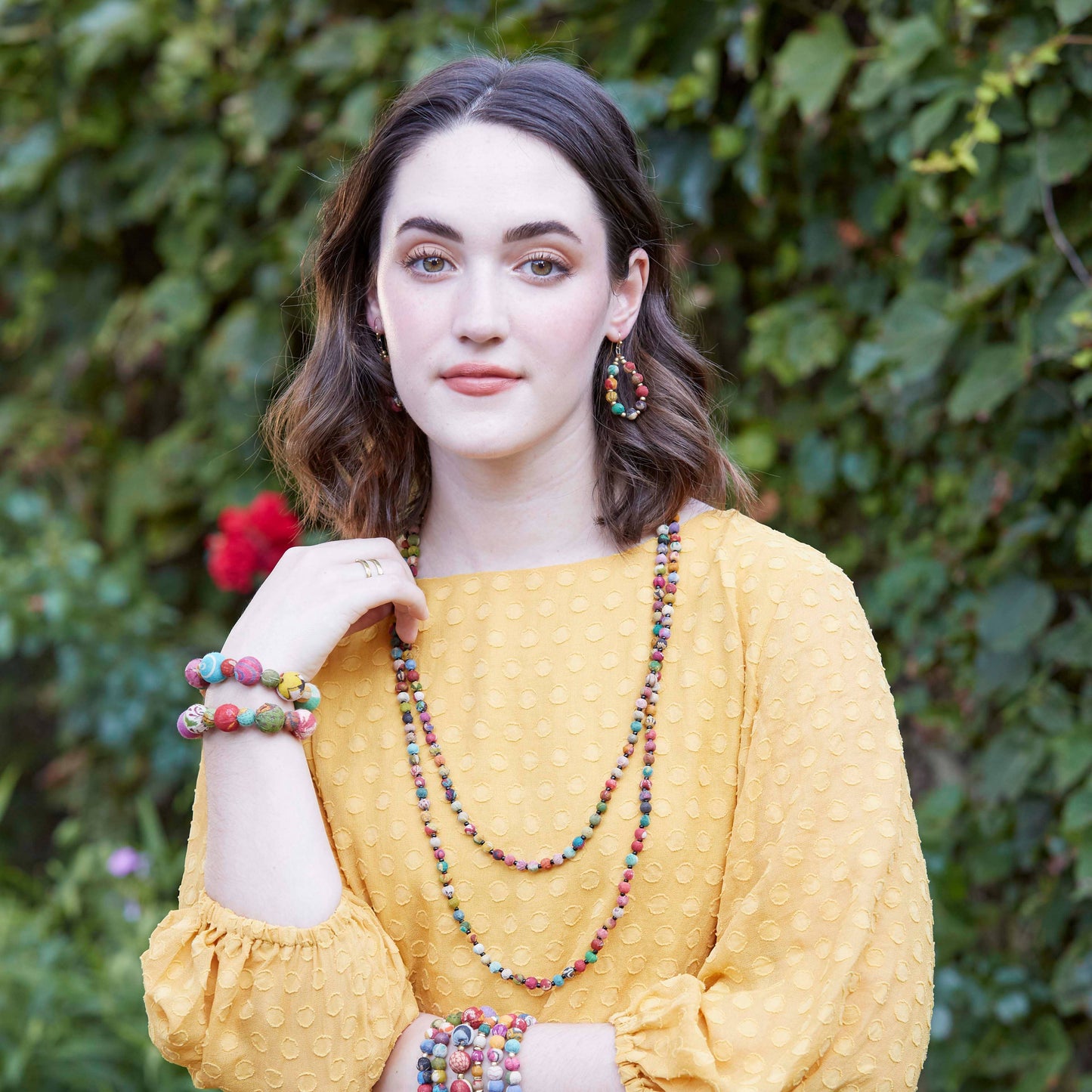 Kantha Bead Long Necklace