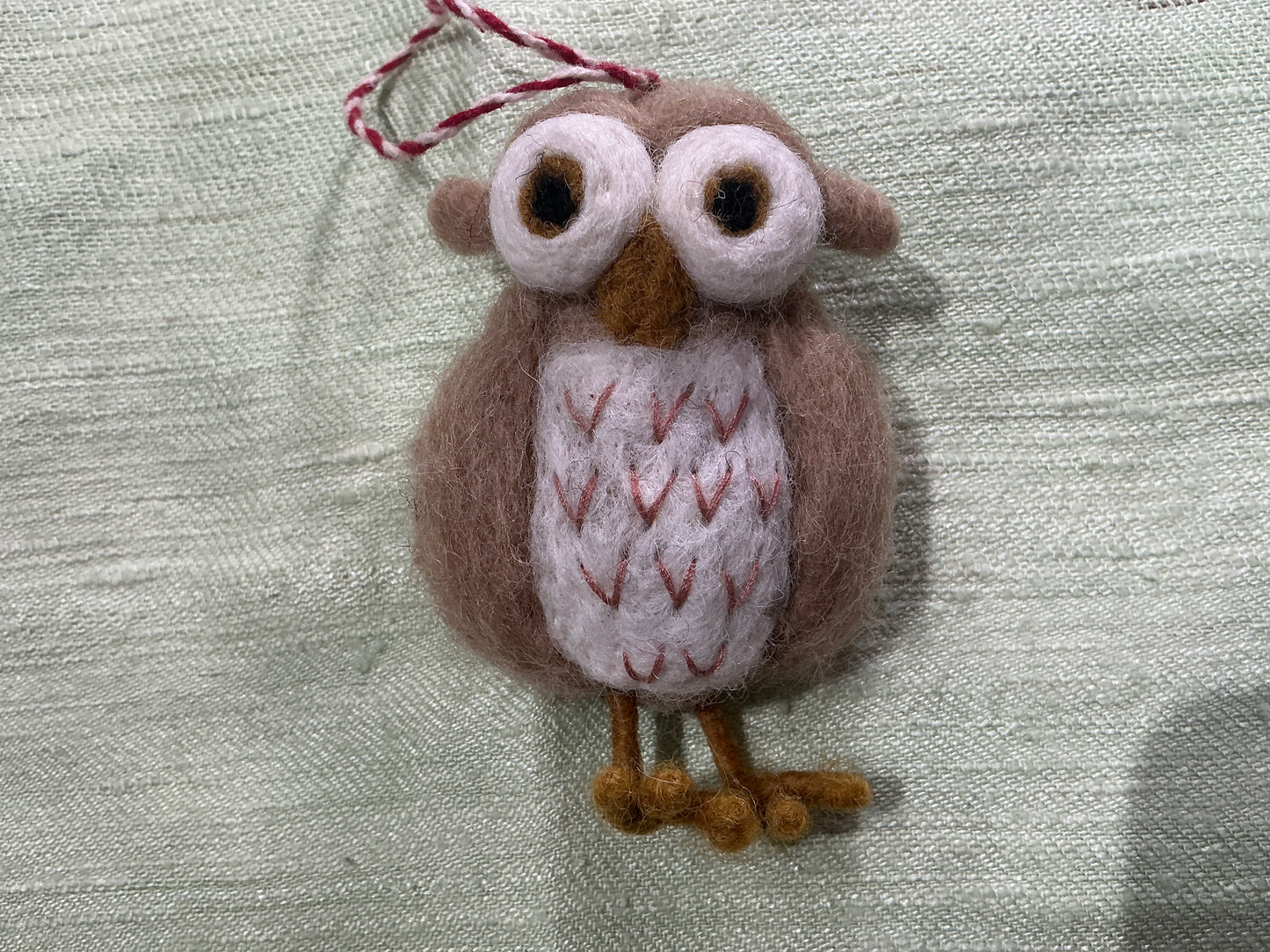 Brown owl wool ornament
