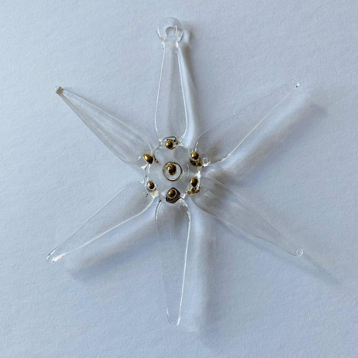Blown Glass Ornament - Snow Flake: Clear: Stellar