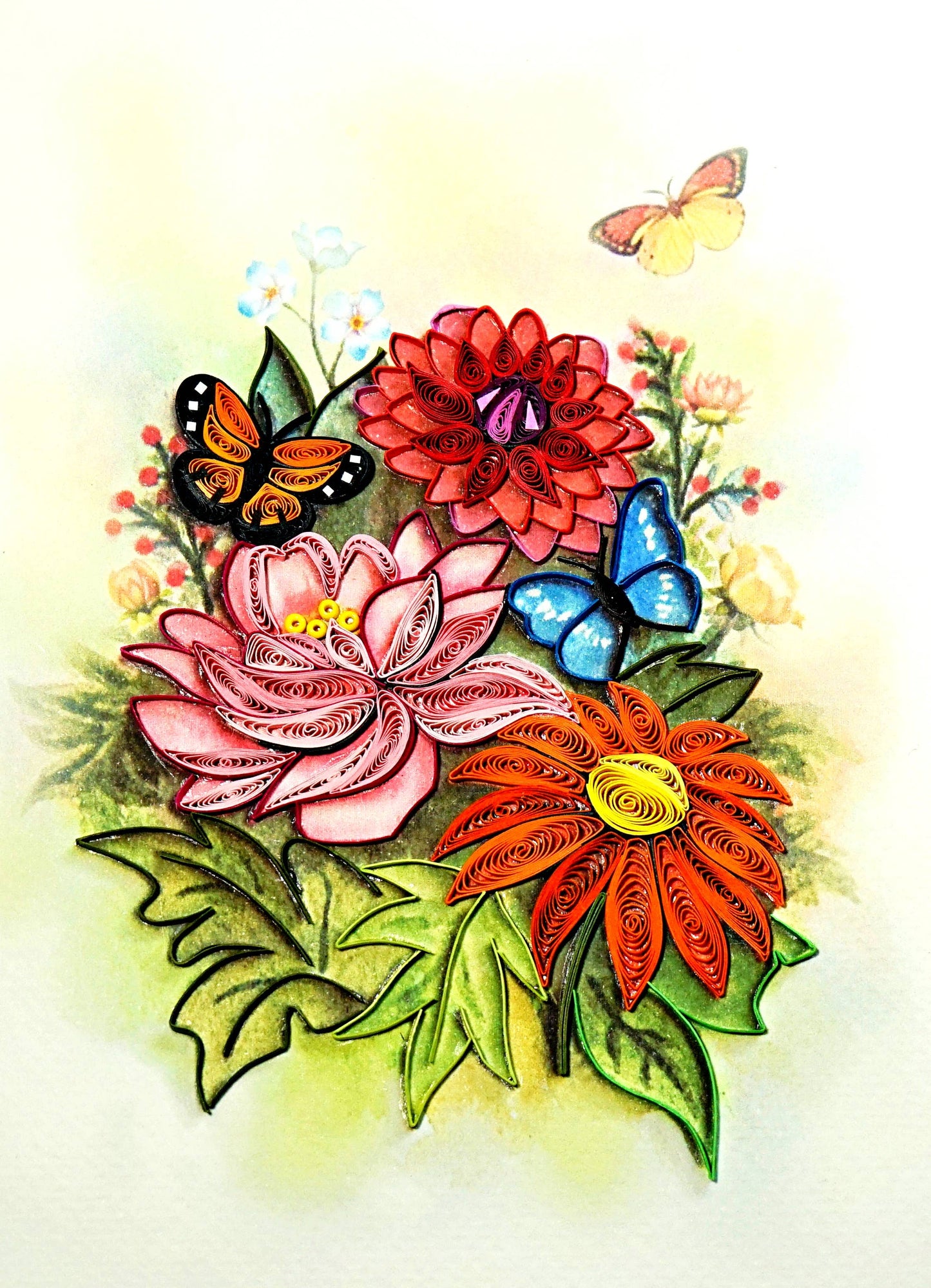 Mixed Flower Quilling Card , 5x7 inches Quilling Card