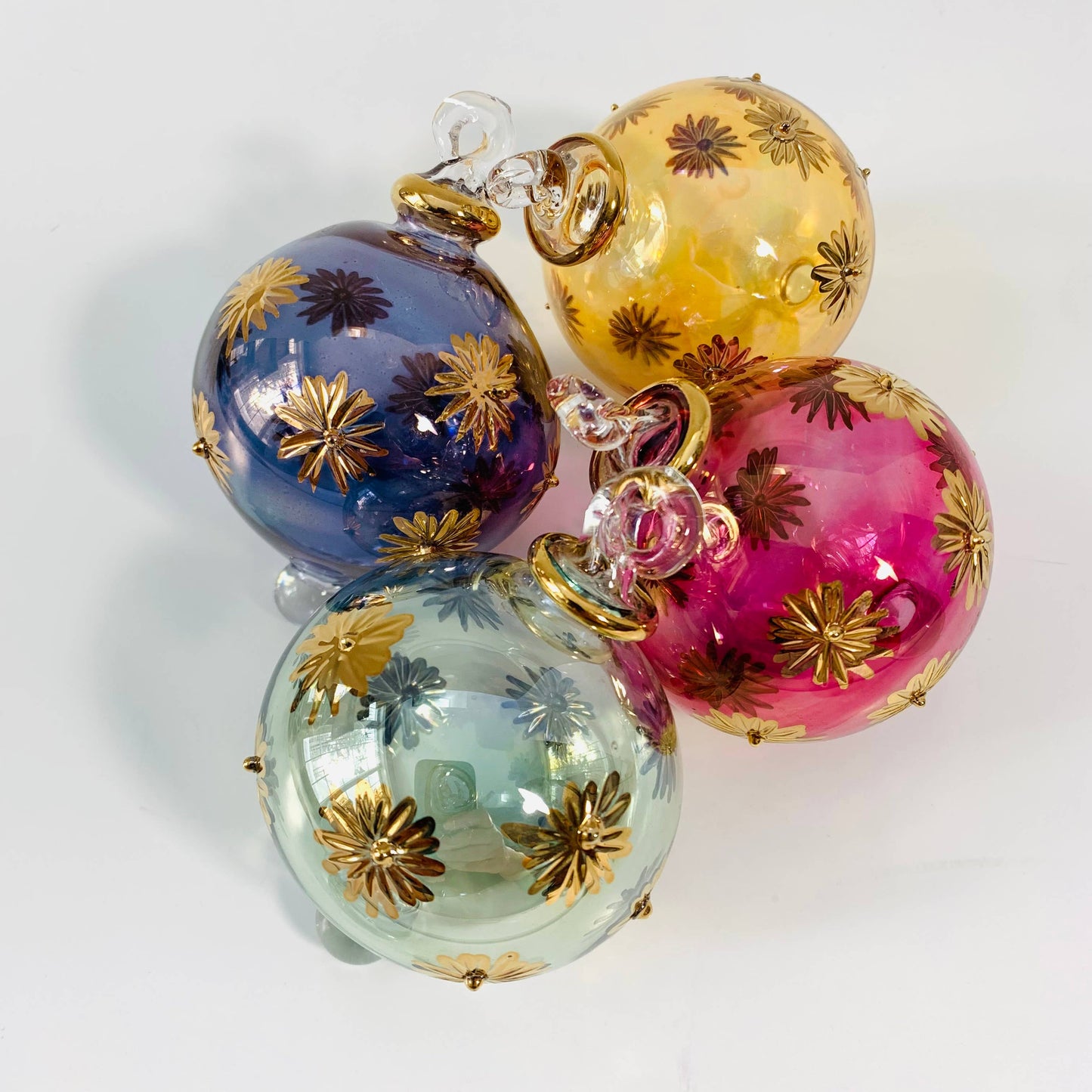 Blown Glass Small Ornament - Starry Sky: Silver