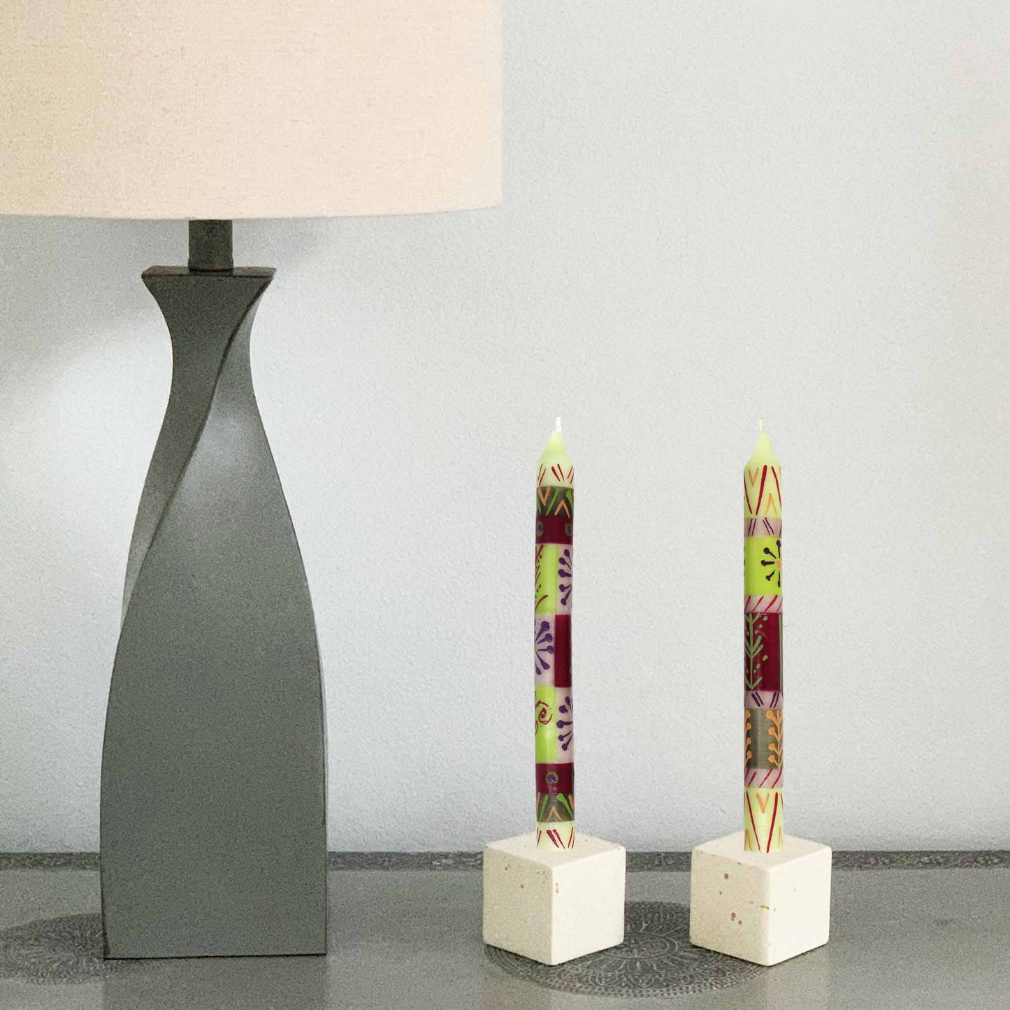 Kileo Hand Painted Dinner Candle - set of 3