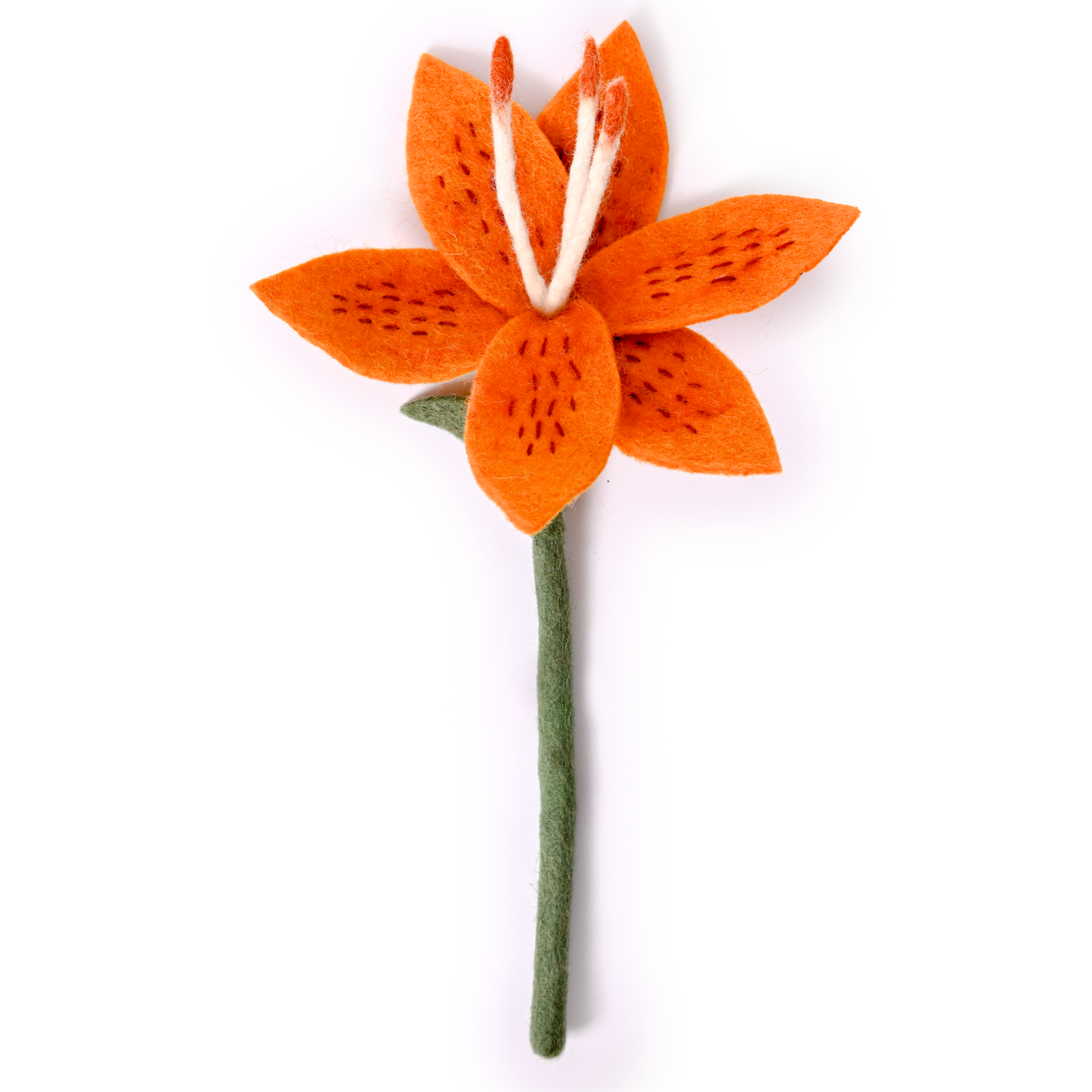 Felt Stargazer Lily Flower: Apricot
