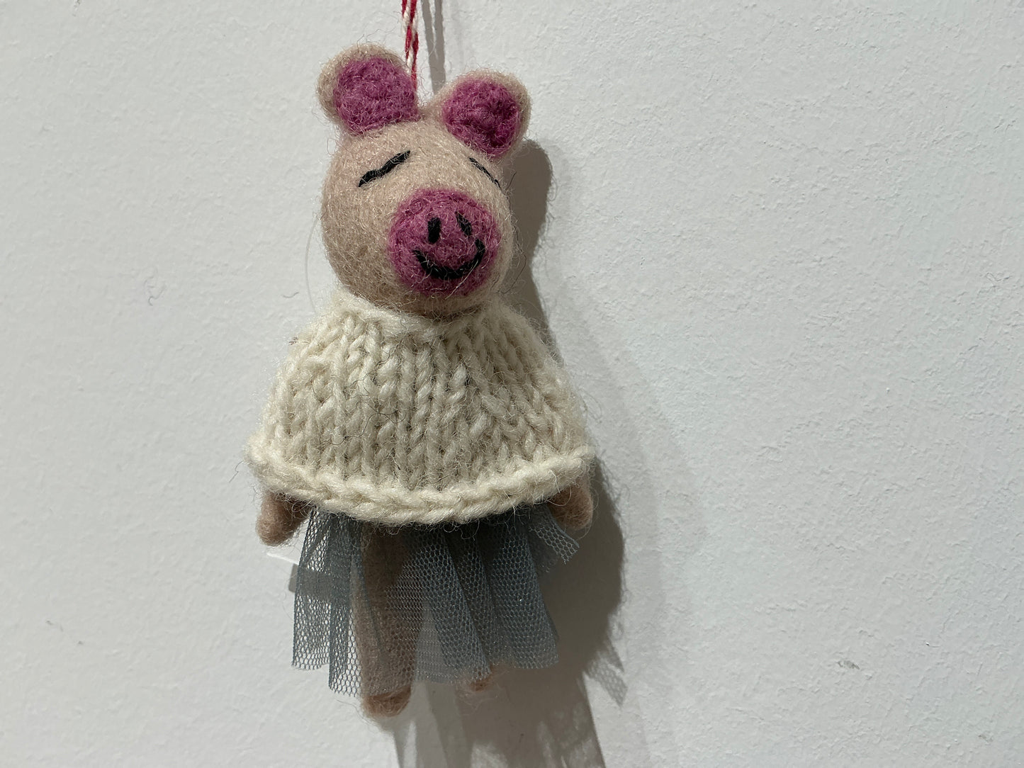 Mouse with grey tutu hand felted wool ornament 264