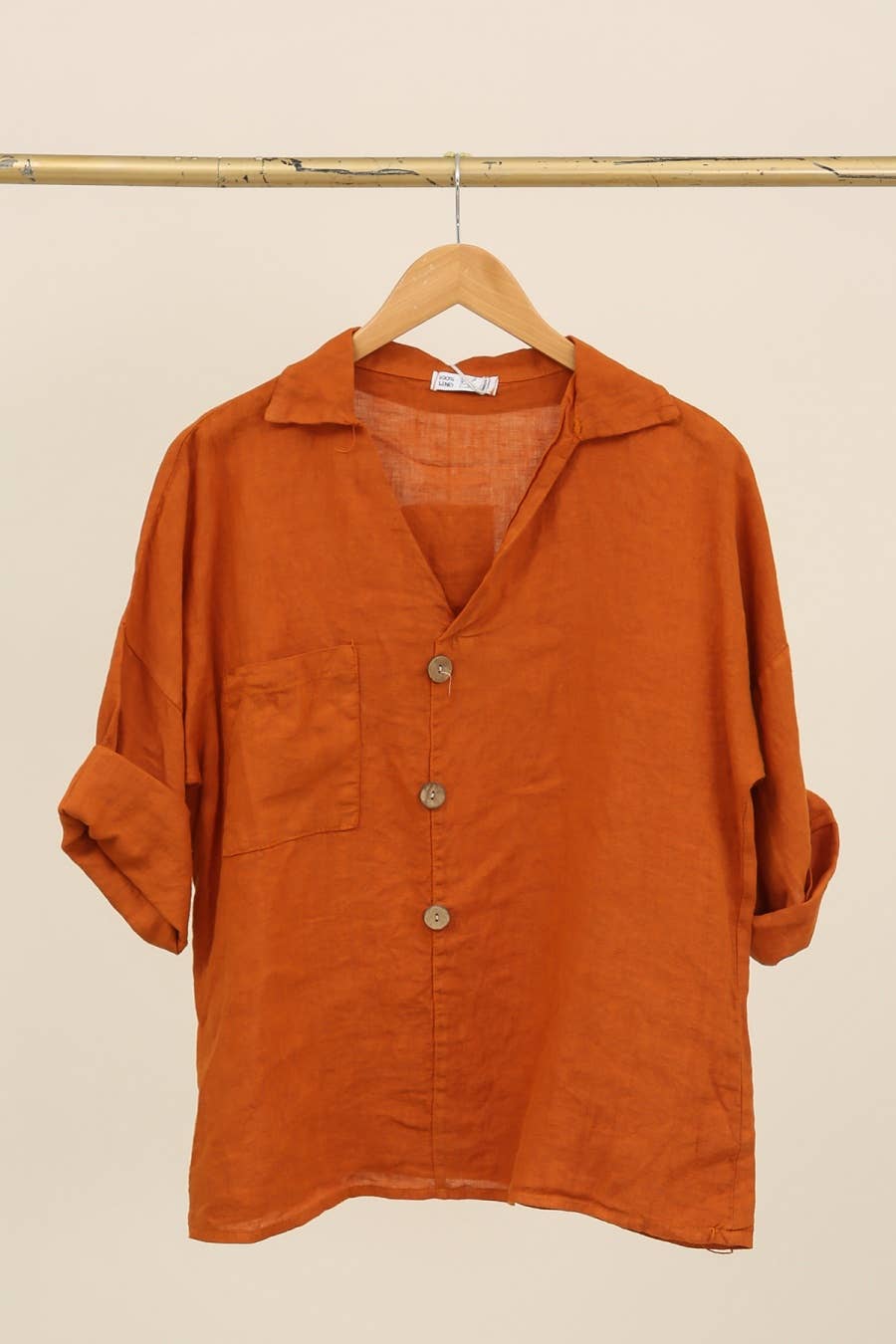 Linen blouse v-neck 68137 100% linen: Frog