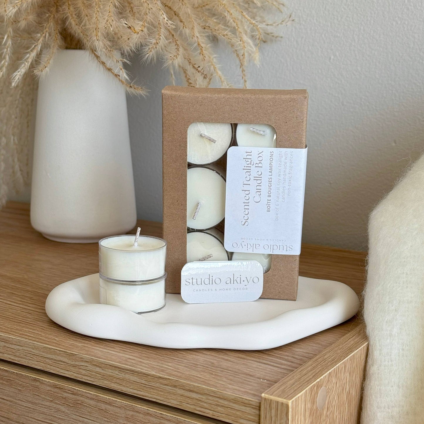 Rose + Peony | Scented Tea Light Soy Candle Box | Pack of 6: Box of six tealight