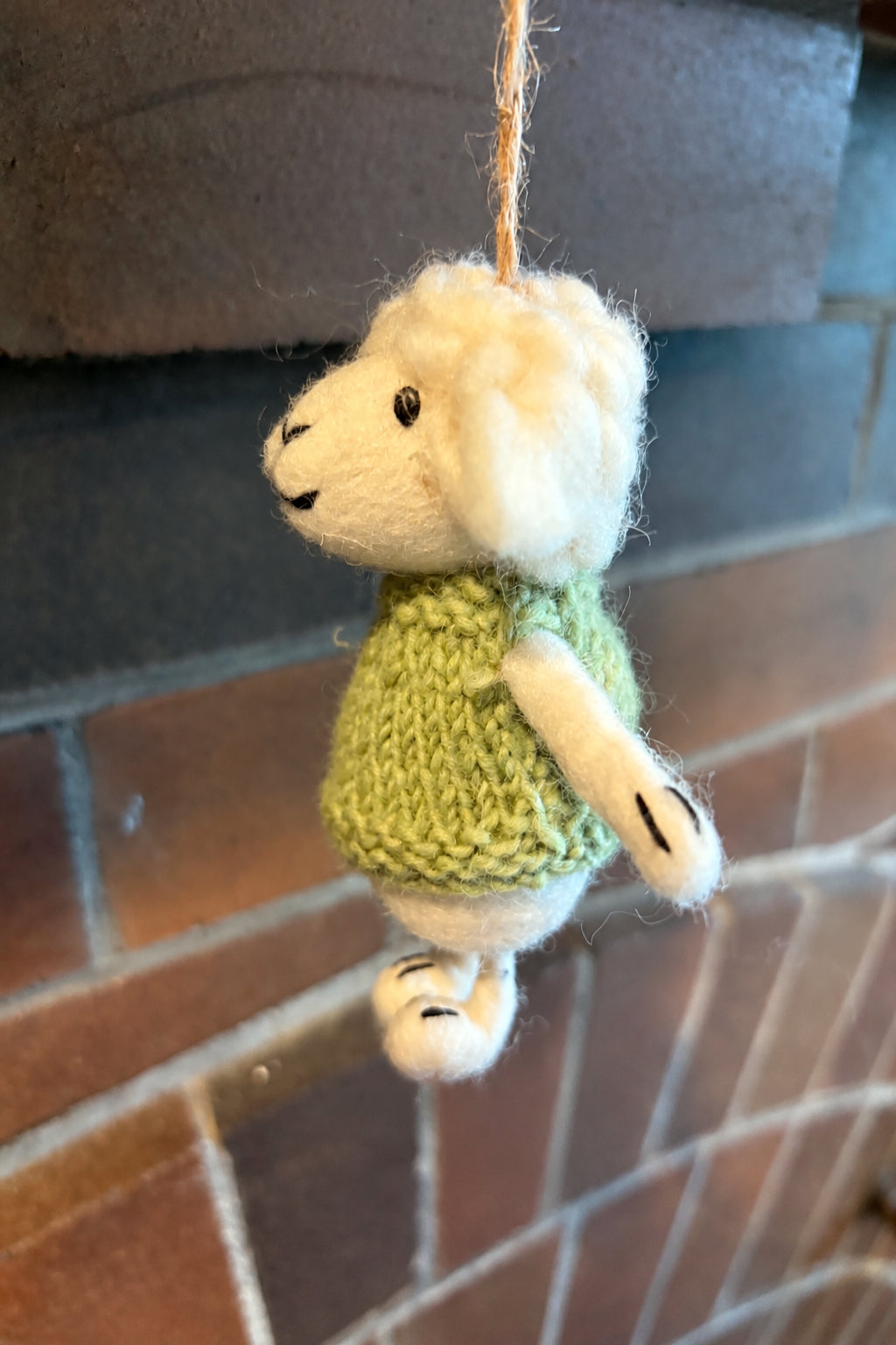 Sheep with Knitted Green Sweater