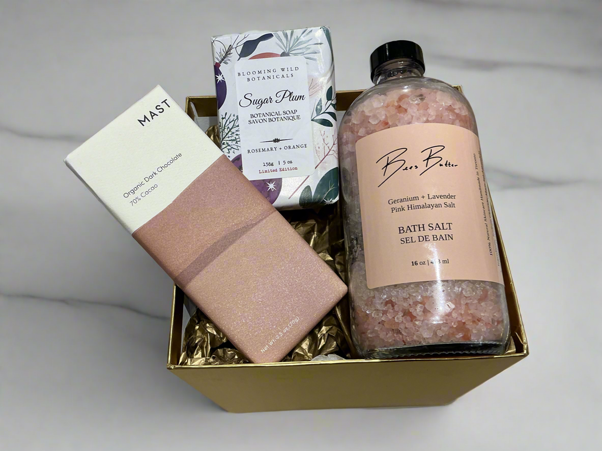 Pink spa gift basket