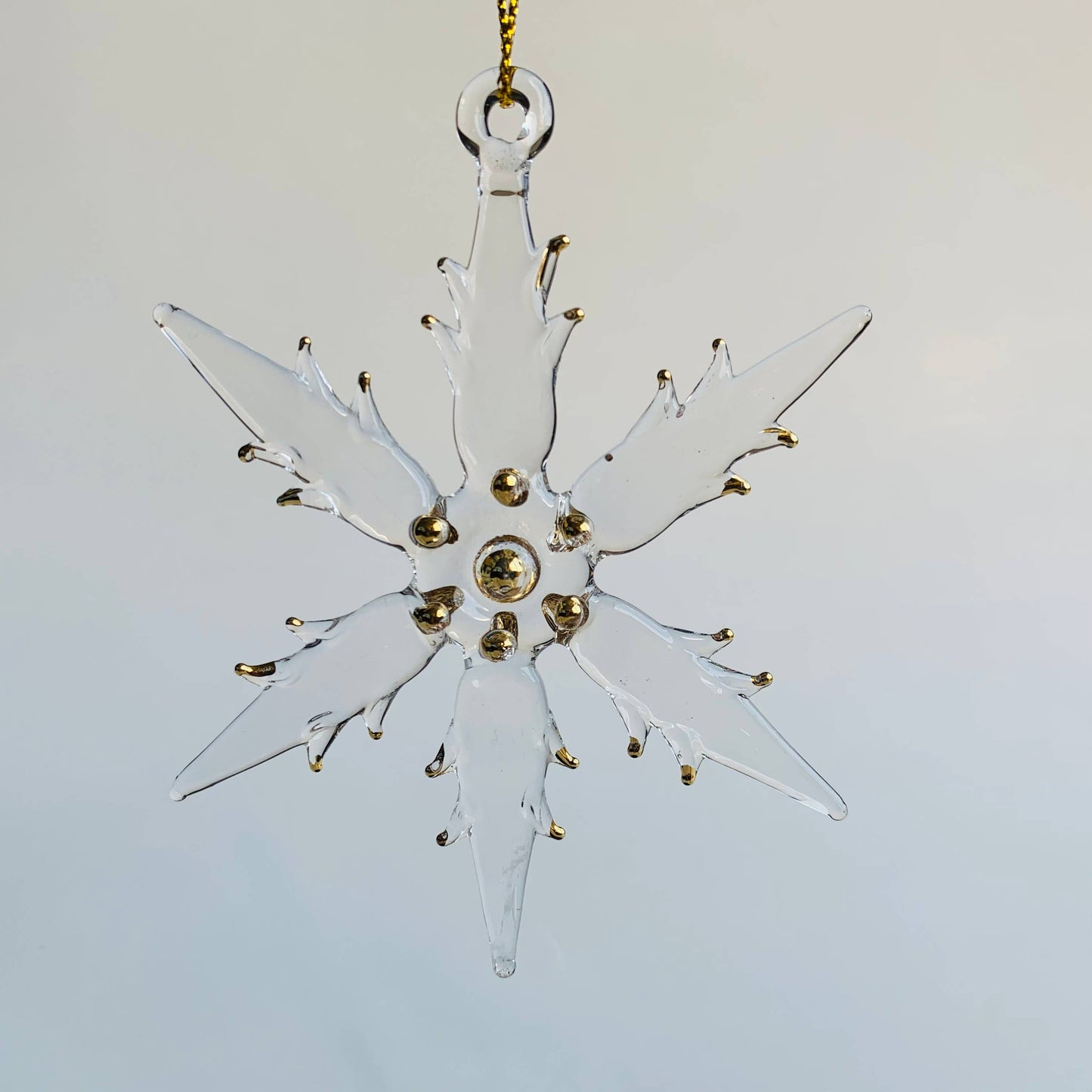 Blown Glass Ornament - Snow Flake: Clear: Stellar