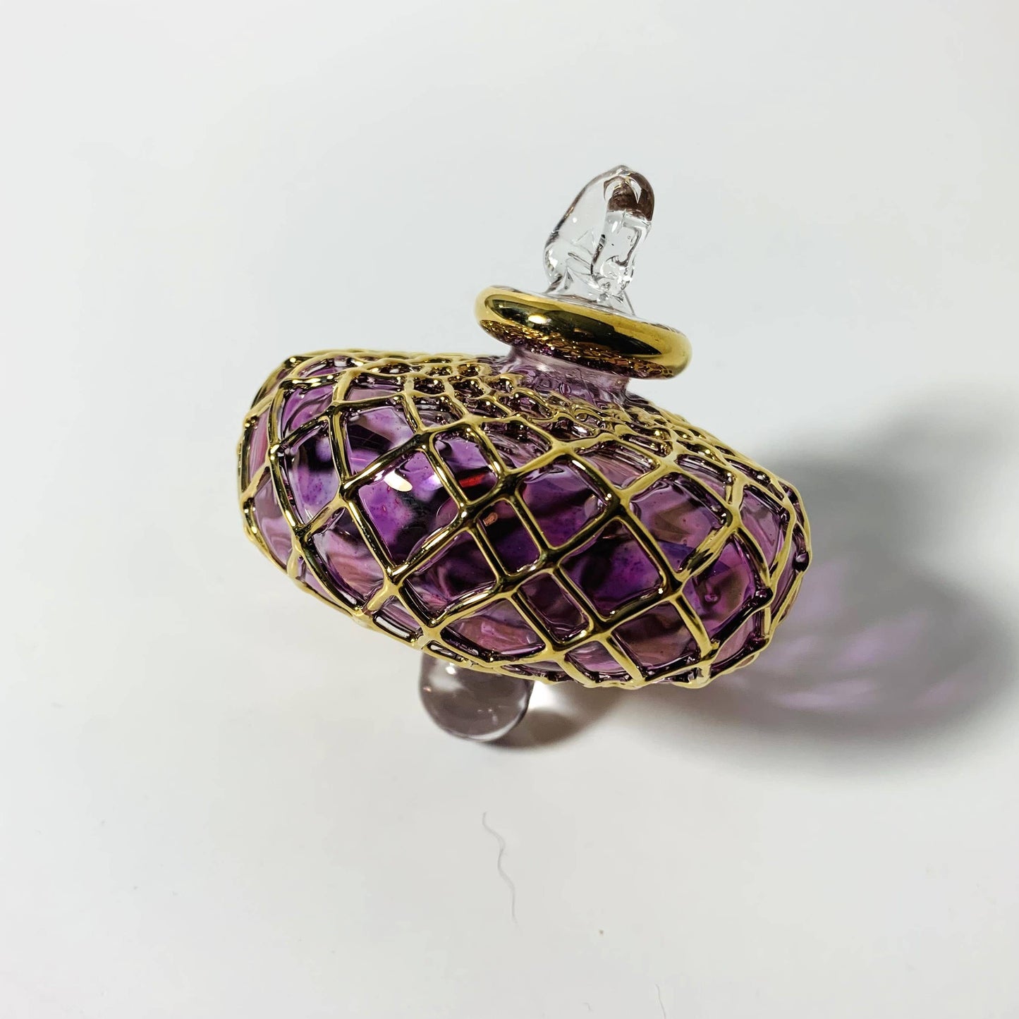 Blown Glass Small Ornament - Diamond Toupie: Amber