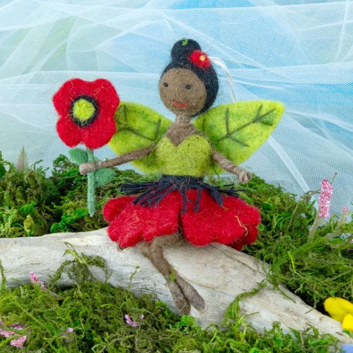 Red Poppy Fairy Ornament