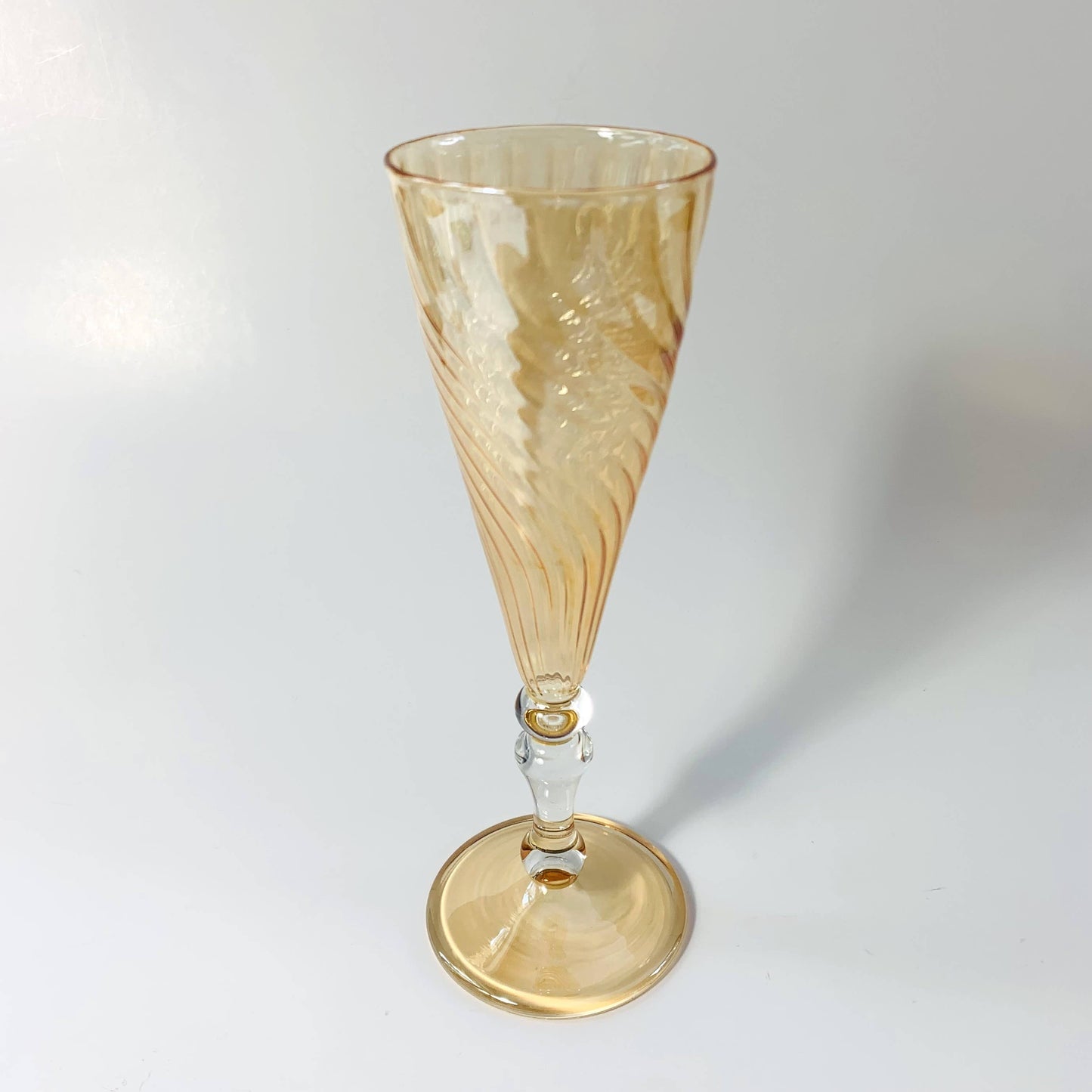 Blown Glass Long Stem Champagne Flute - Iridescent: Lavender