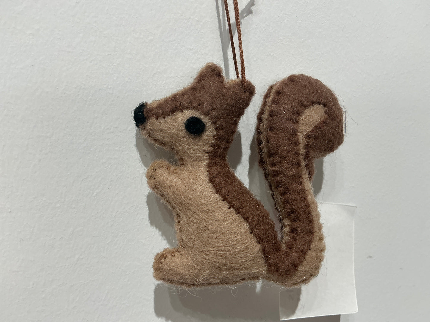 Brown sitting squirrel hand felted wool ornament 215