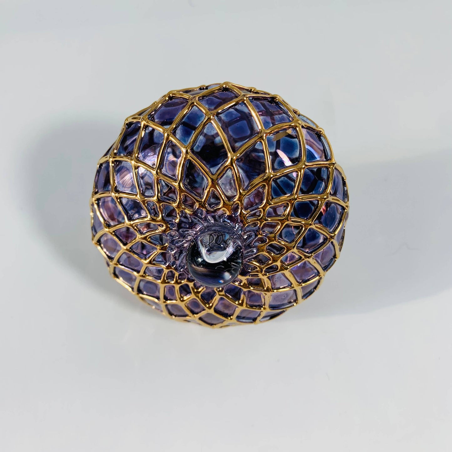 Blown Glass Small Ornament - Diamond Toupie: Amber