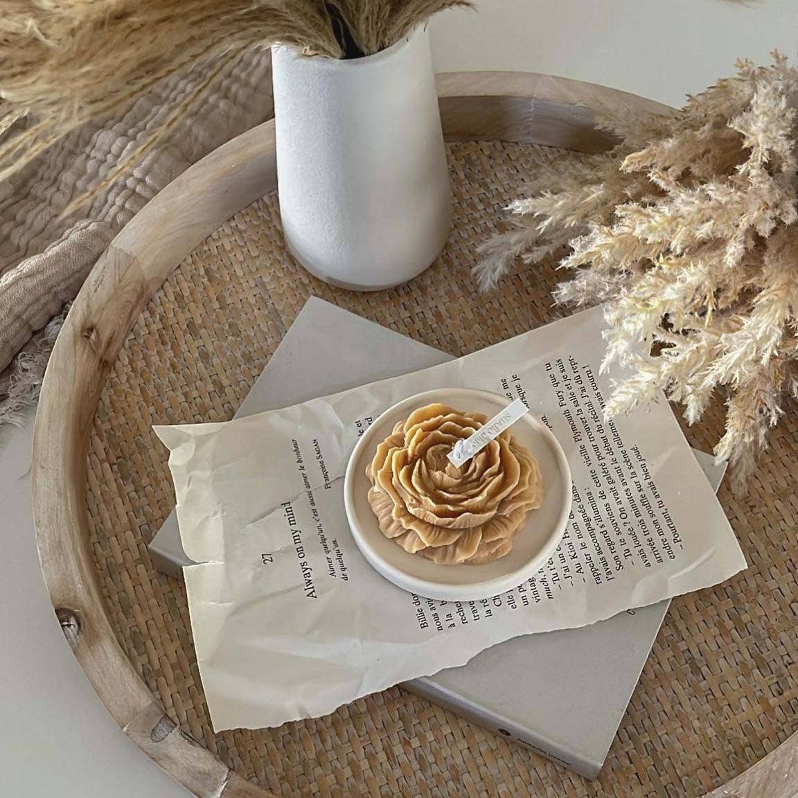 Peony Candle | Decorative Candle | Soy Wax Candle | Handmade: Ivory