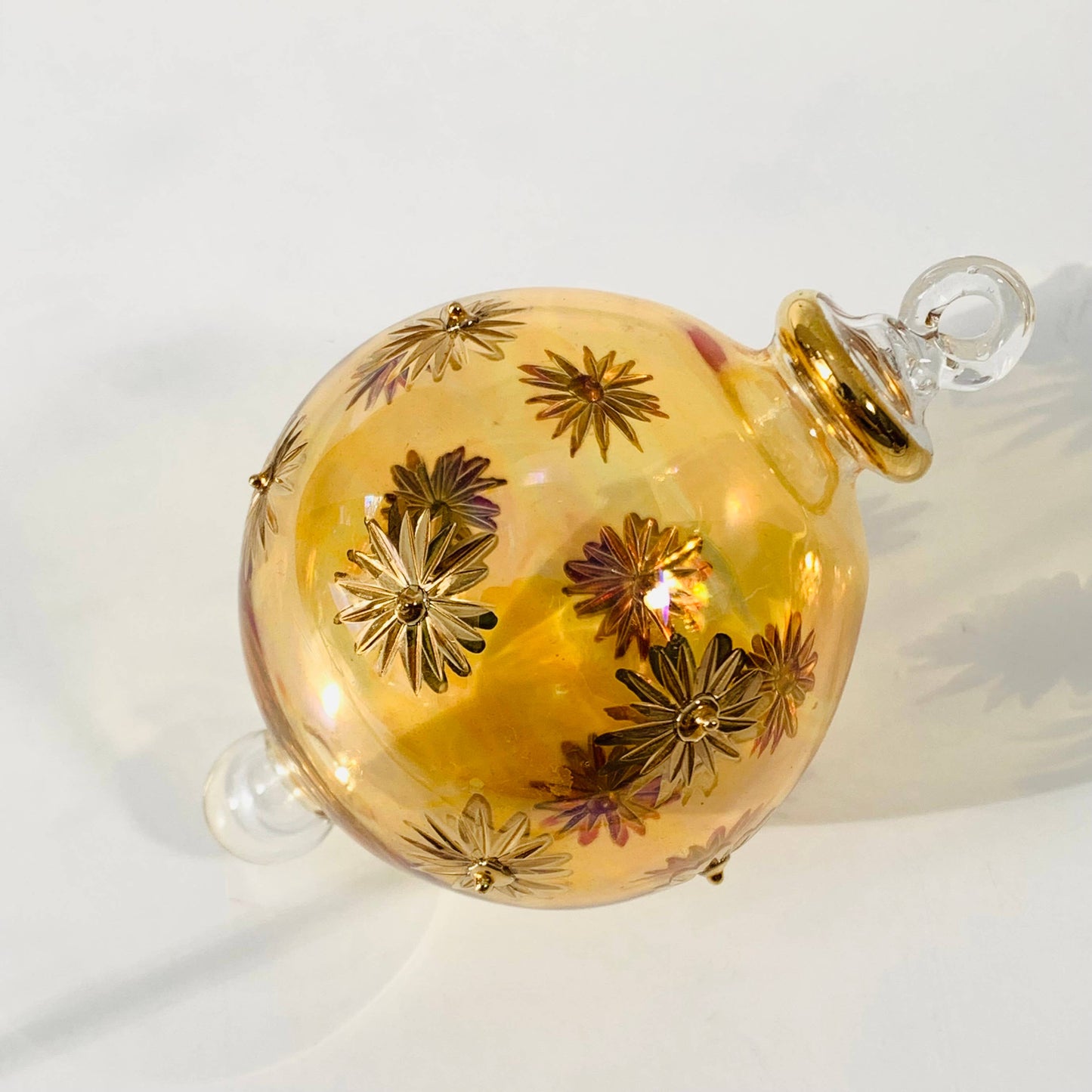 Blown Glass Small Ornament - Starry Sky: Green