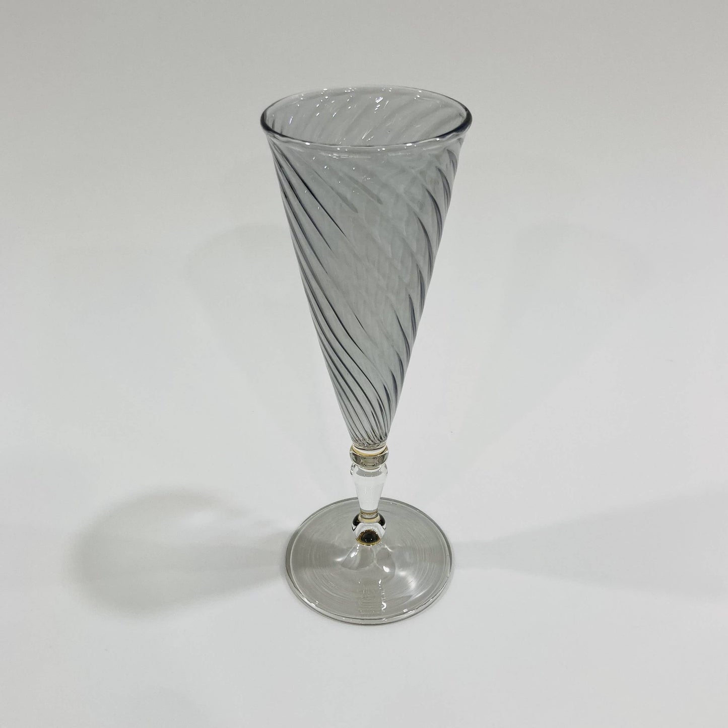 Blown Glass Long Stem Champagne Flute - Iridescent: Lavender