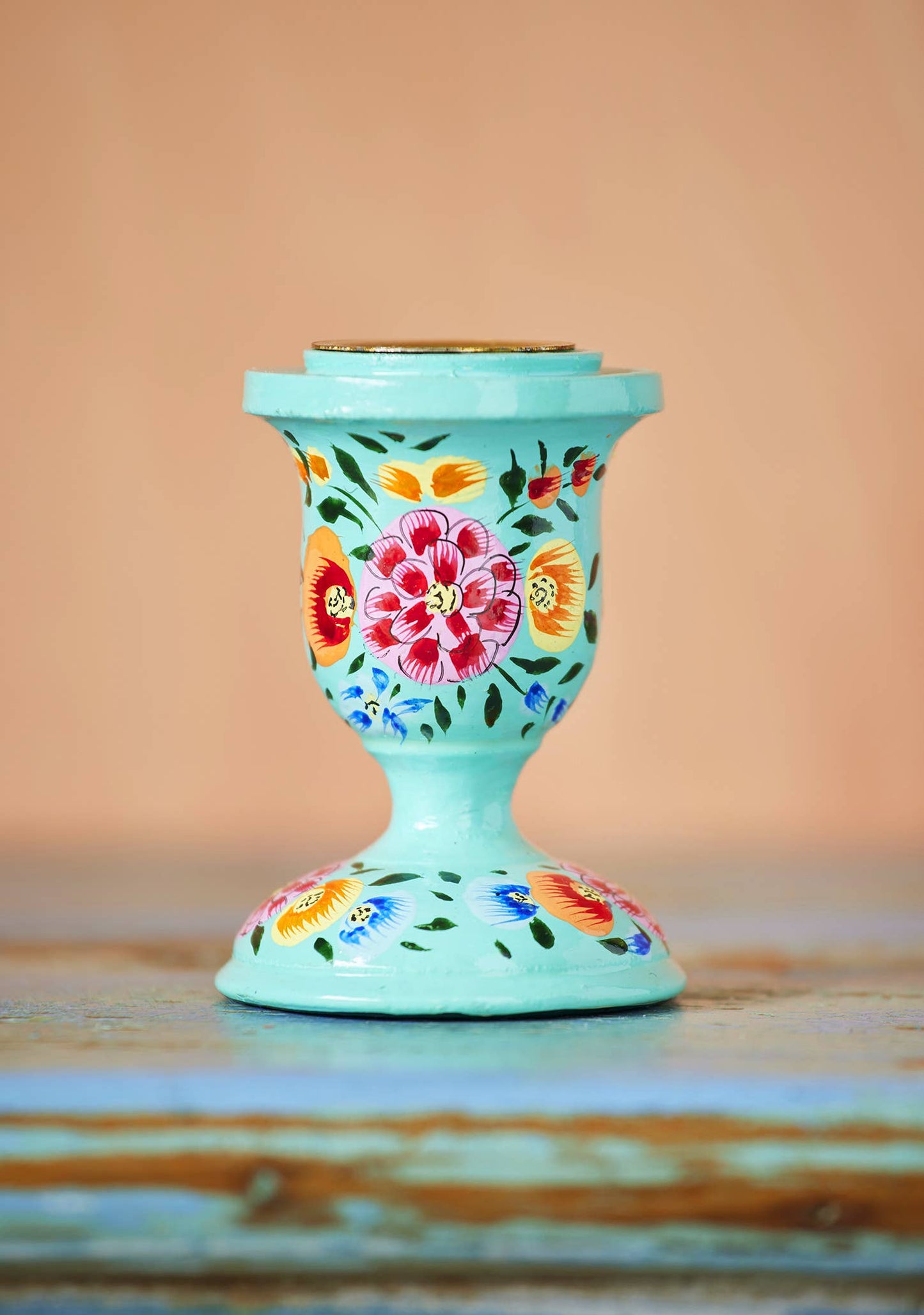 Hand Painted Kashmiri candle stick holder