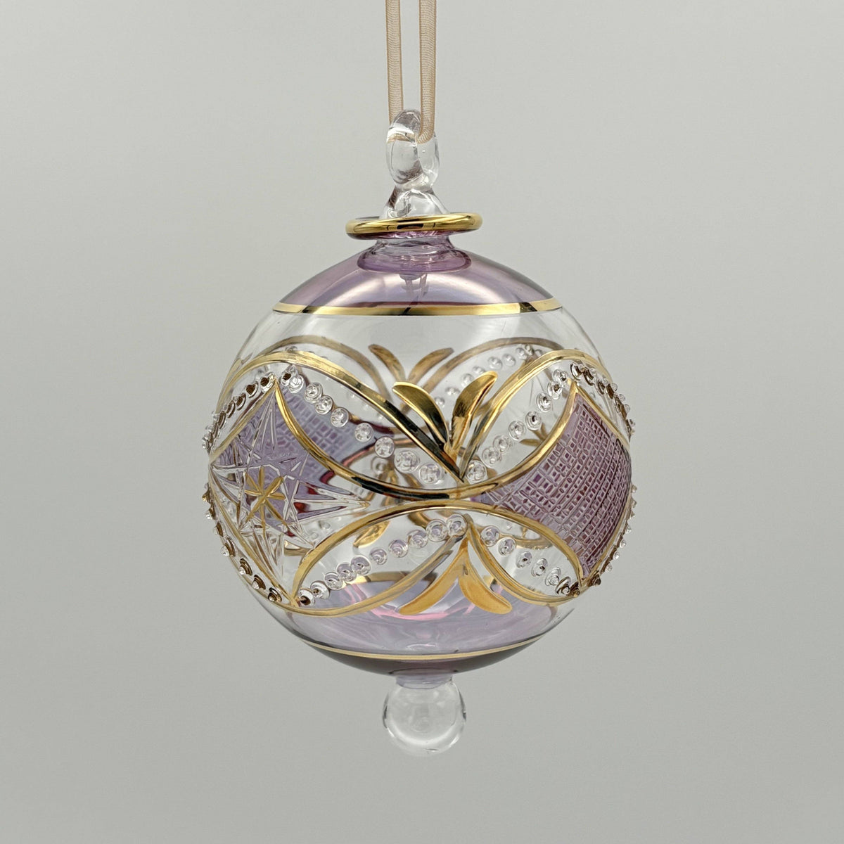 Blown Glass Ornament - Carousel Lavender