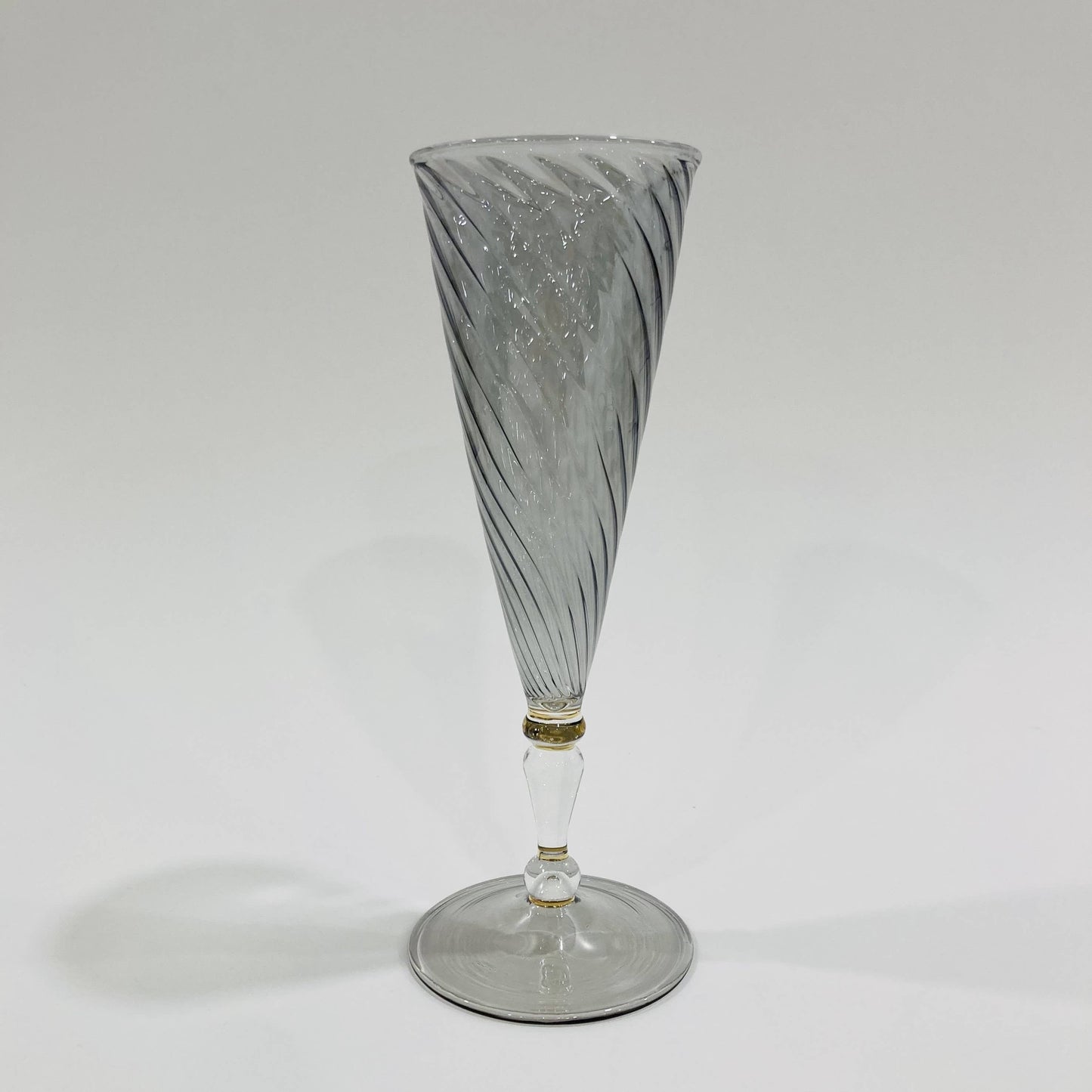 Blown Glass Long Stem Champagne Flute - Iridescent: Lavender