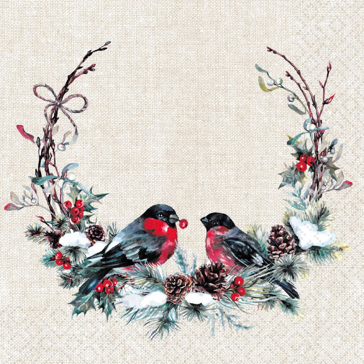 Birds In Wreath - Luncheon Napkin