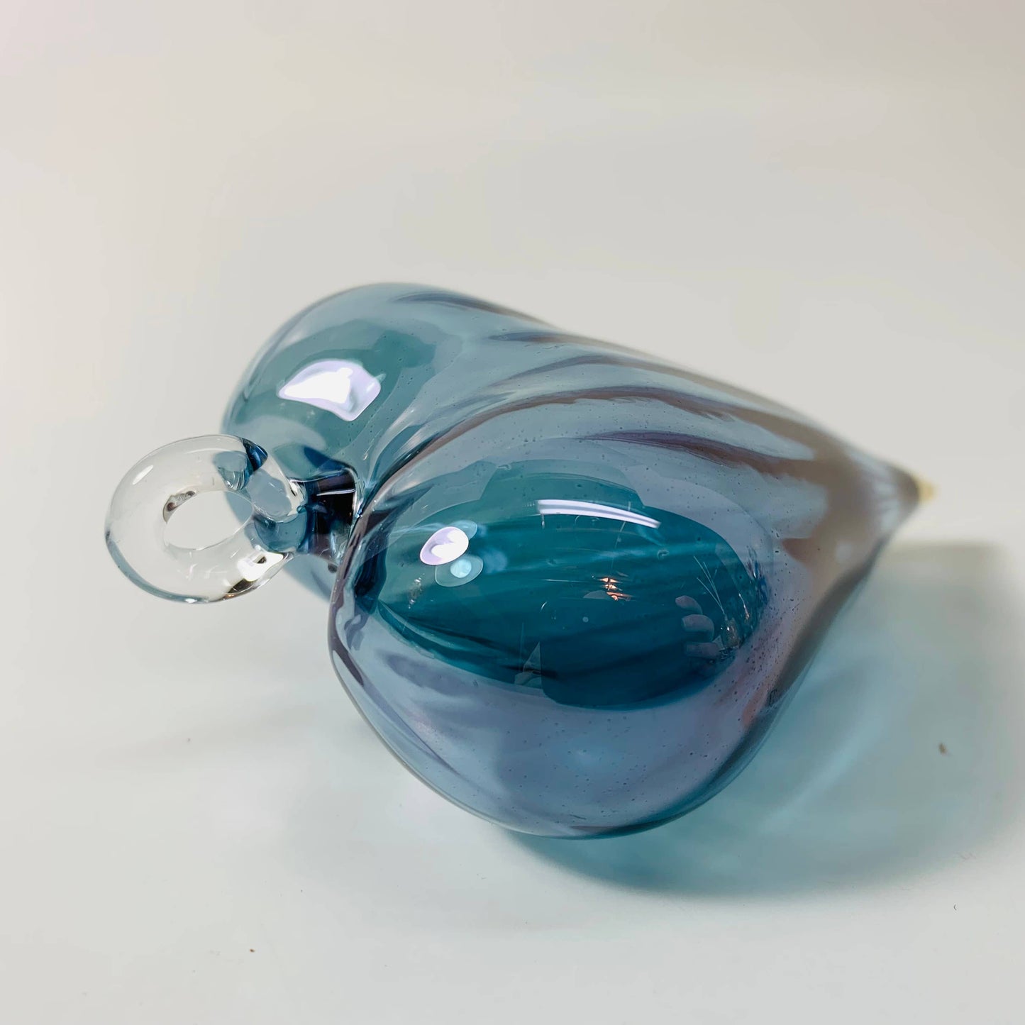 Blown Glass Ornament - Heart: Light Blue