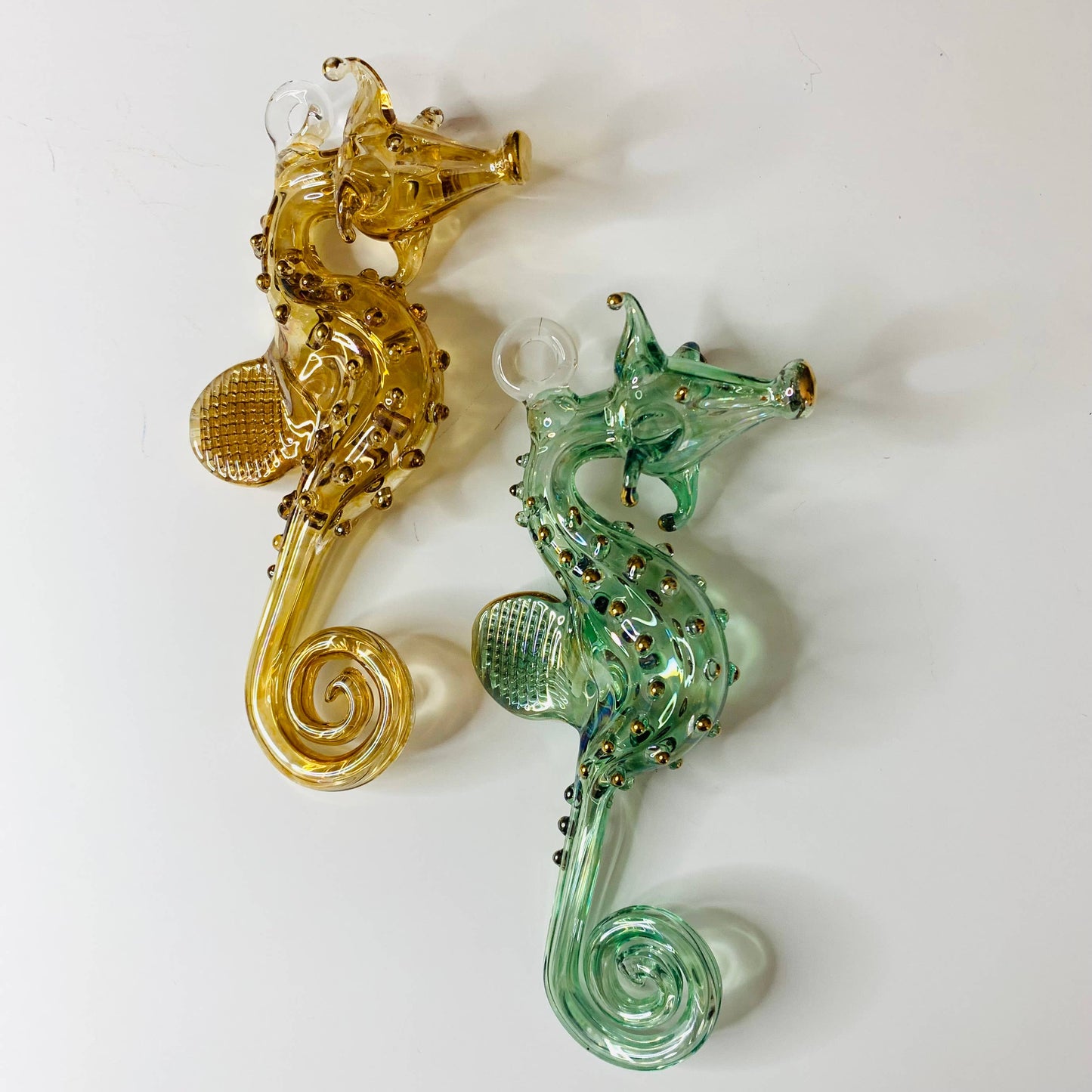 Blown Glass Ornament - Seahorse: Green