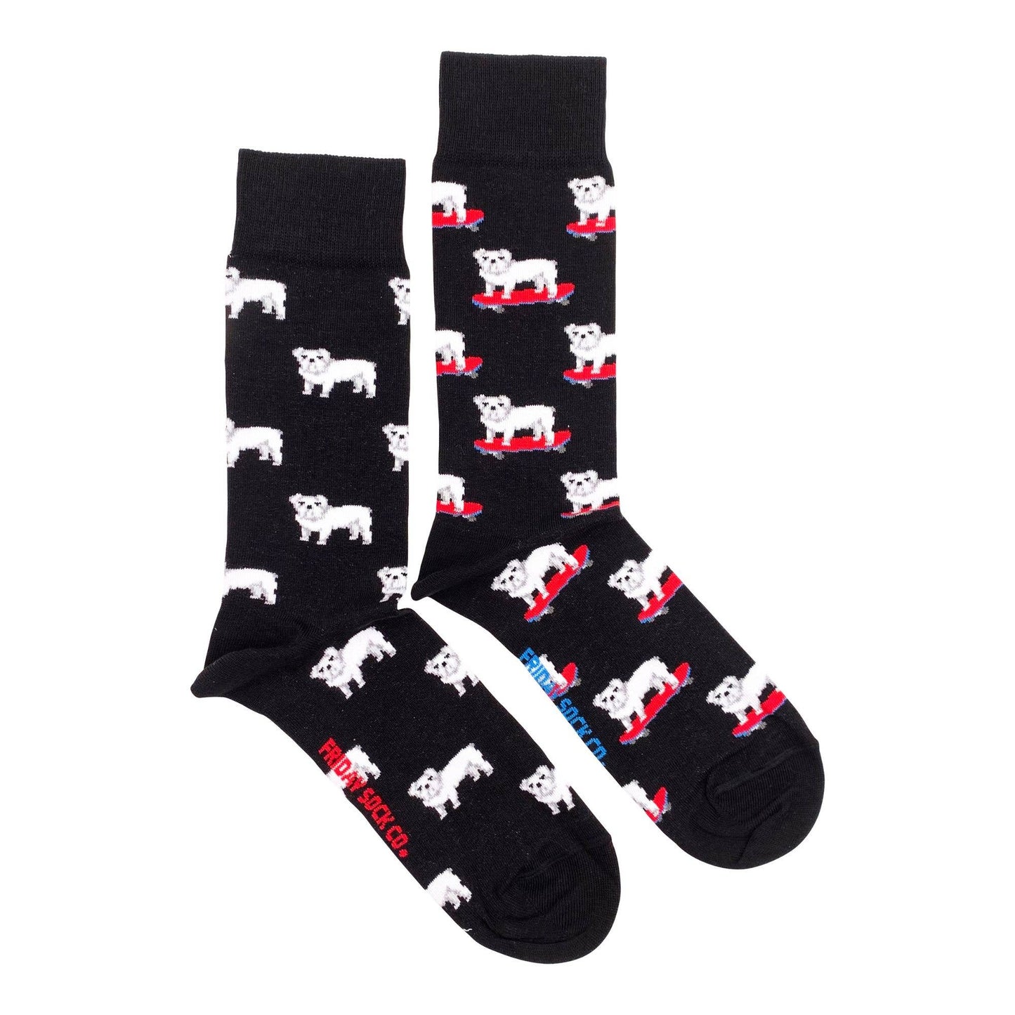 Dog Socks | Men's Size | Bulldog | 85% Premium Cotton: Men's 7 - 12