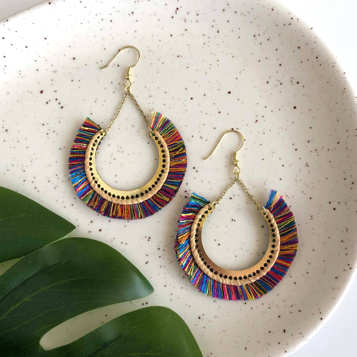 Contoured Fringe Earrings - Multi
