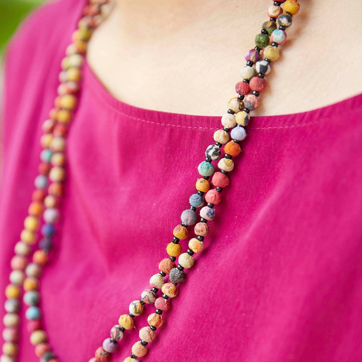 Kantha Bead Long Necklace
